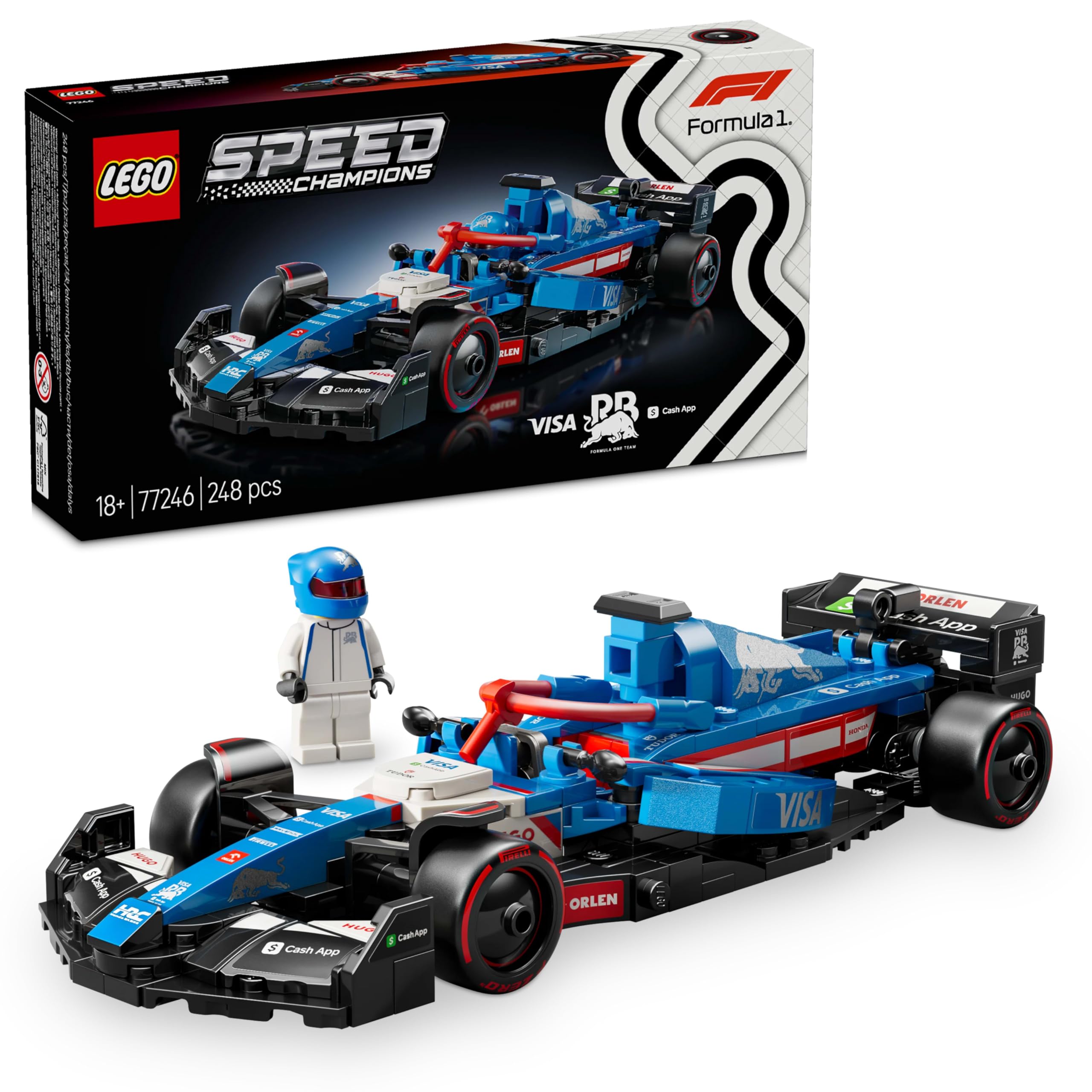 LEGO Speed Champions Visa Cash App RB VCARB 01 F1 Race Car Building Set with Driver Minifigure