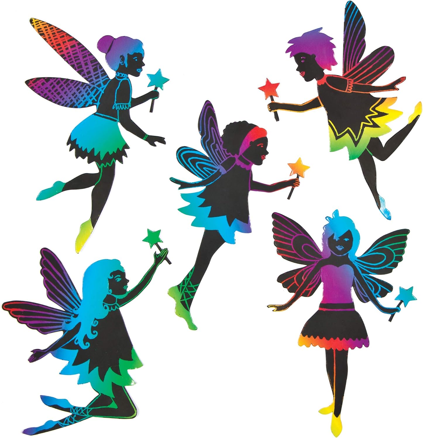 Baker Ross Fairy Scratch Art Magnets - Arts & Crafts Kit for Kids, Ages 3+ 4