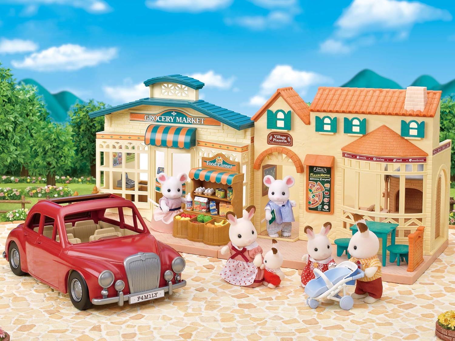 Sylvanian Families 5448 Family Cruising Car Vehicle Playset - Convertible Car with Removable Roof & Baby Buggy 4