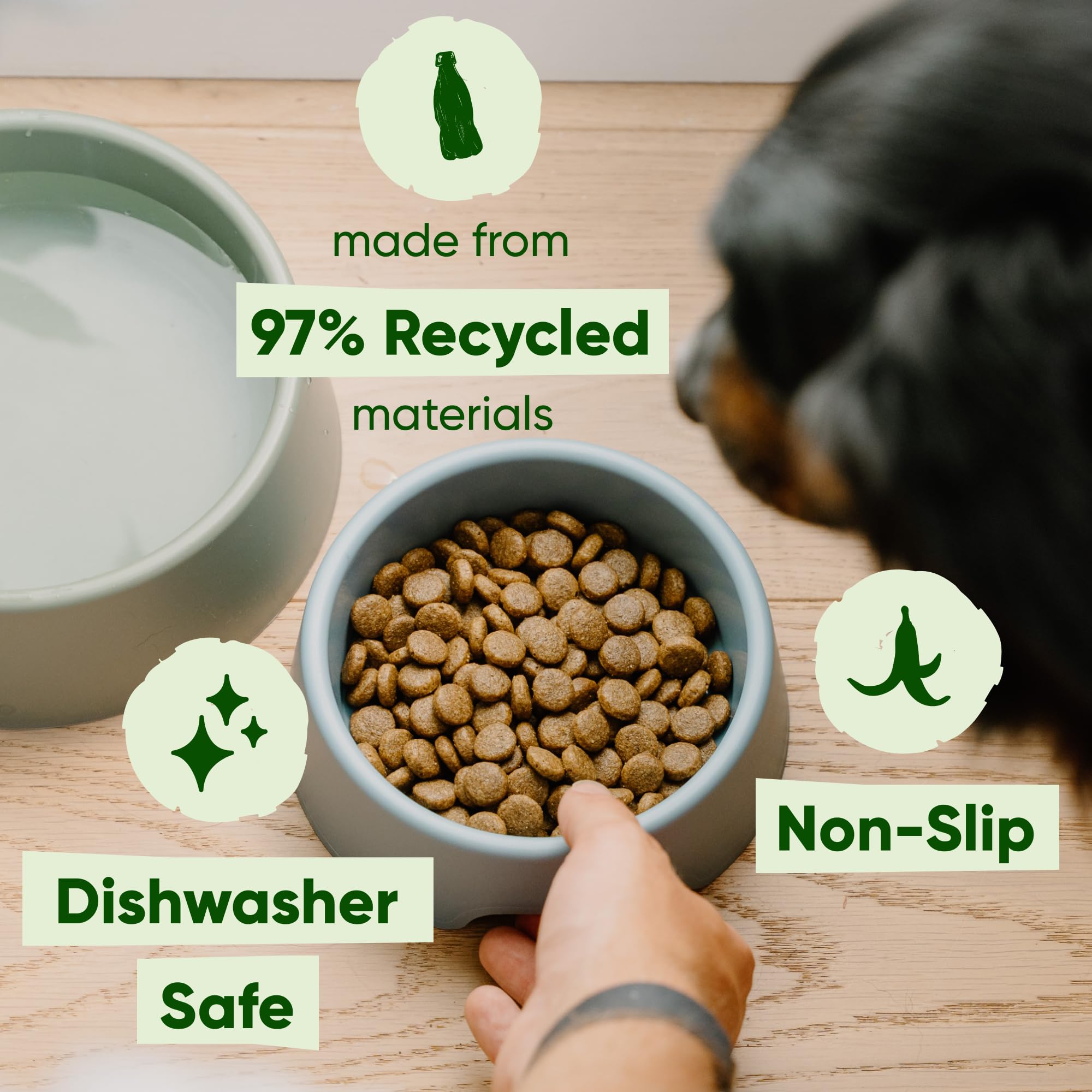 Beco Dog Bowl - Steady Non-Slip Food & Water Bowl | Large | Recycled Plastic