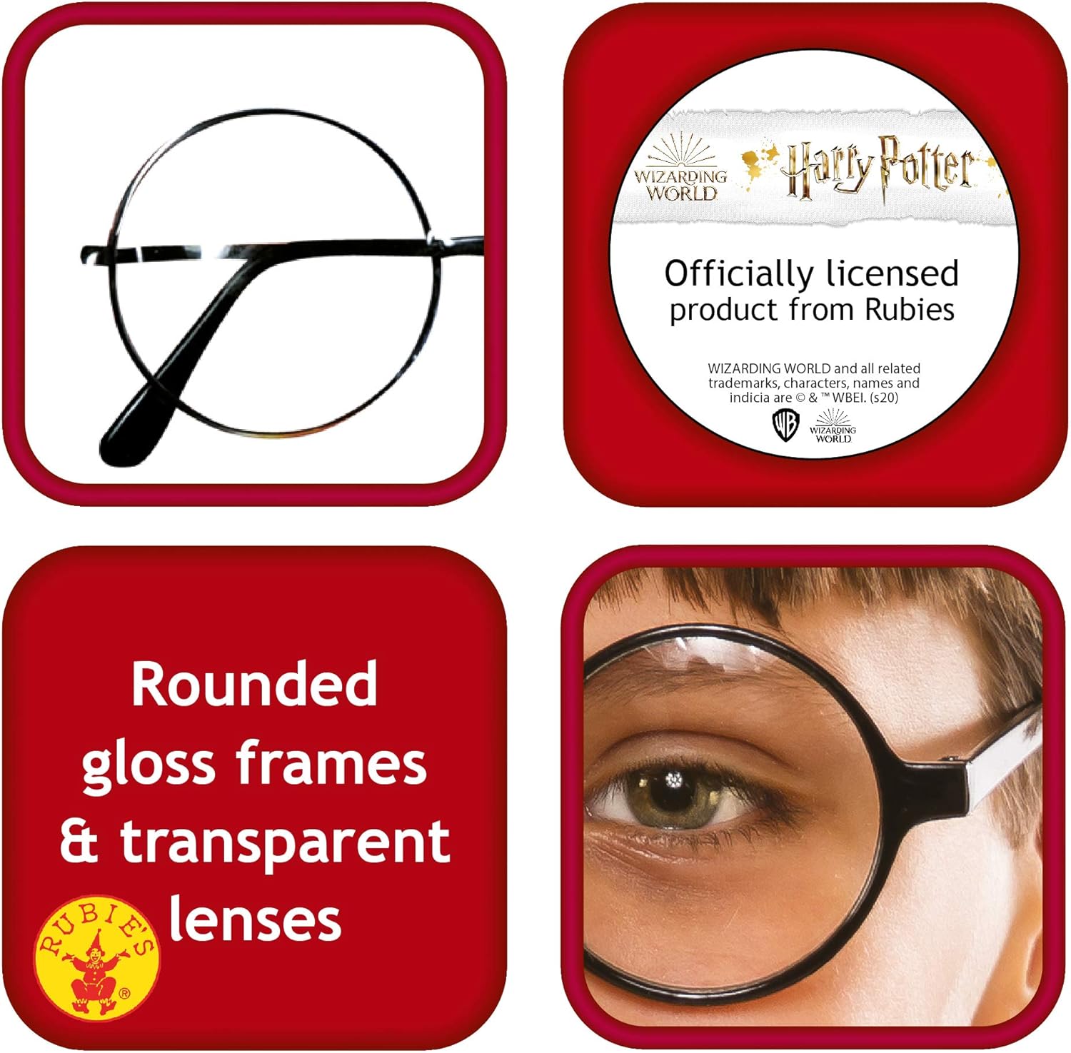 Rubie's Harry Potter Round Glasses Costume Accessory, Black, One Size