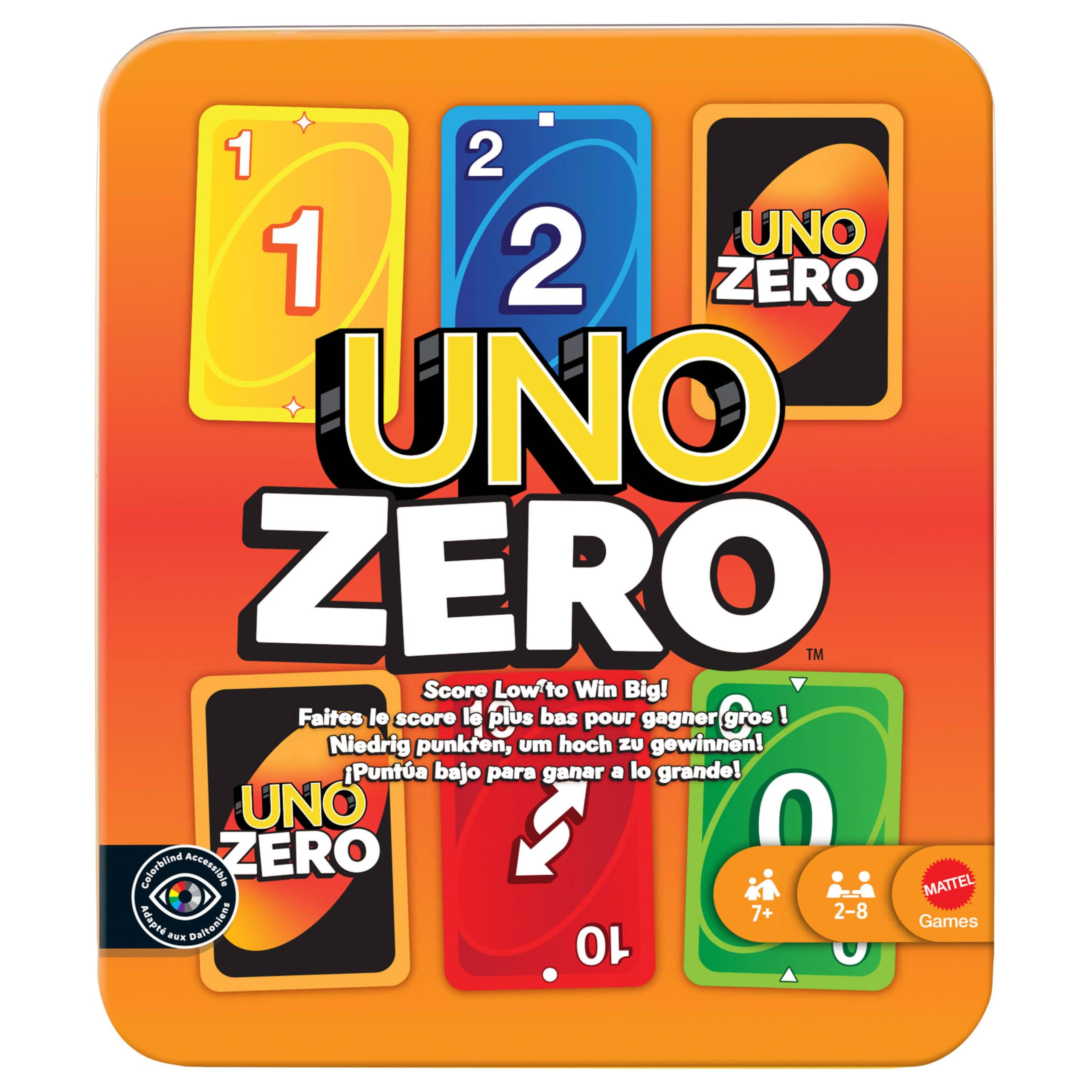Mattel Games UNO Zero Card Game in Storage & Travel Tin