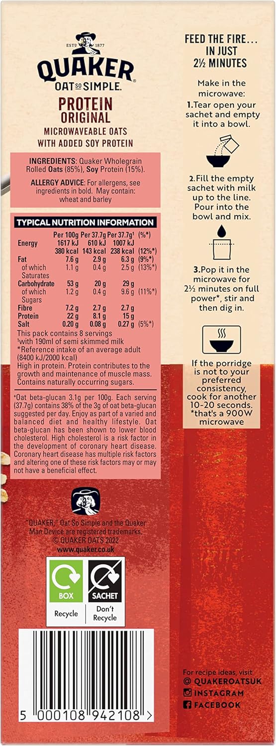 Quaker Oat So Simple Protein Original Porridge, 8 x 37.7g 14
