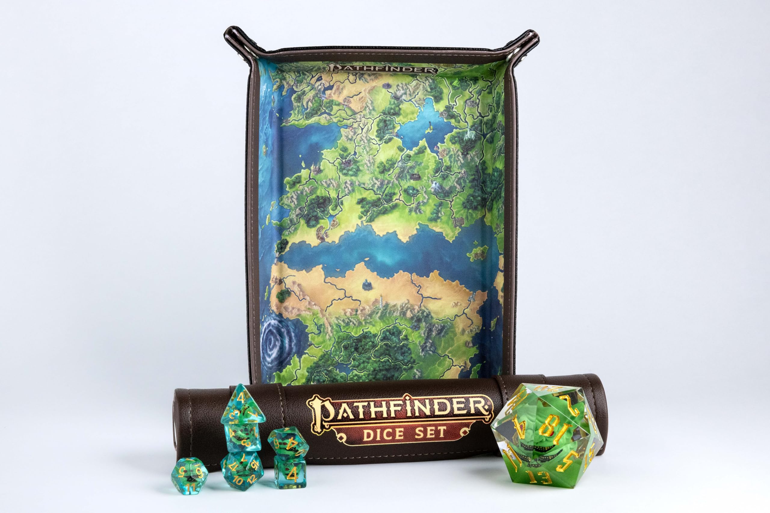 Metallic Dice Games Pathfinder Dice Set with Bag and Tray