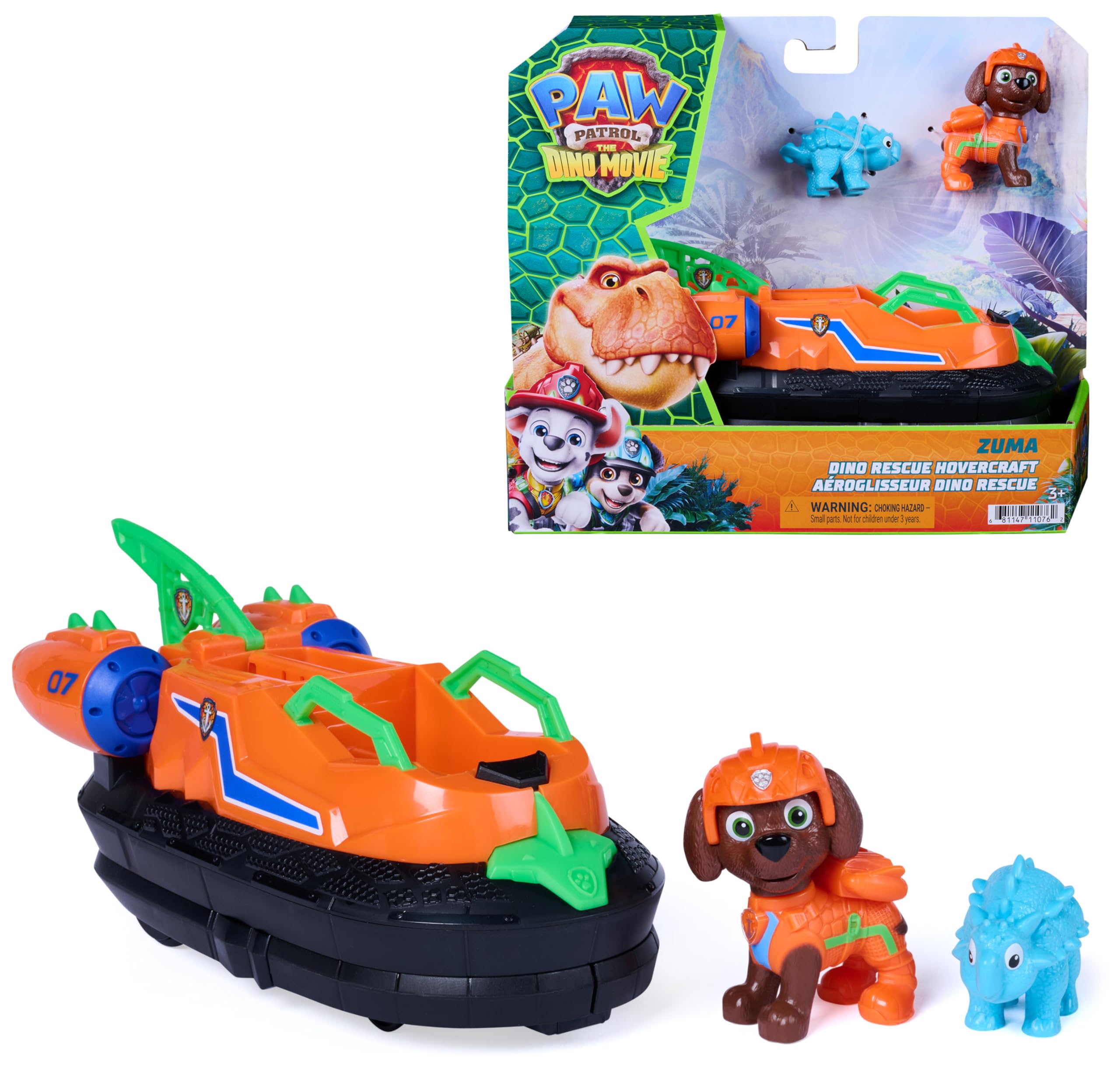 Paw Patrol Dino Rescue Hovercraft with Zuma Action Figure - Ages 3+