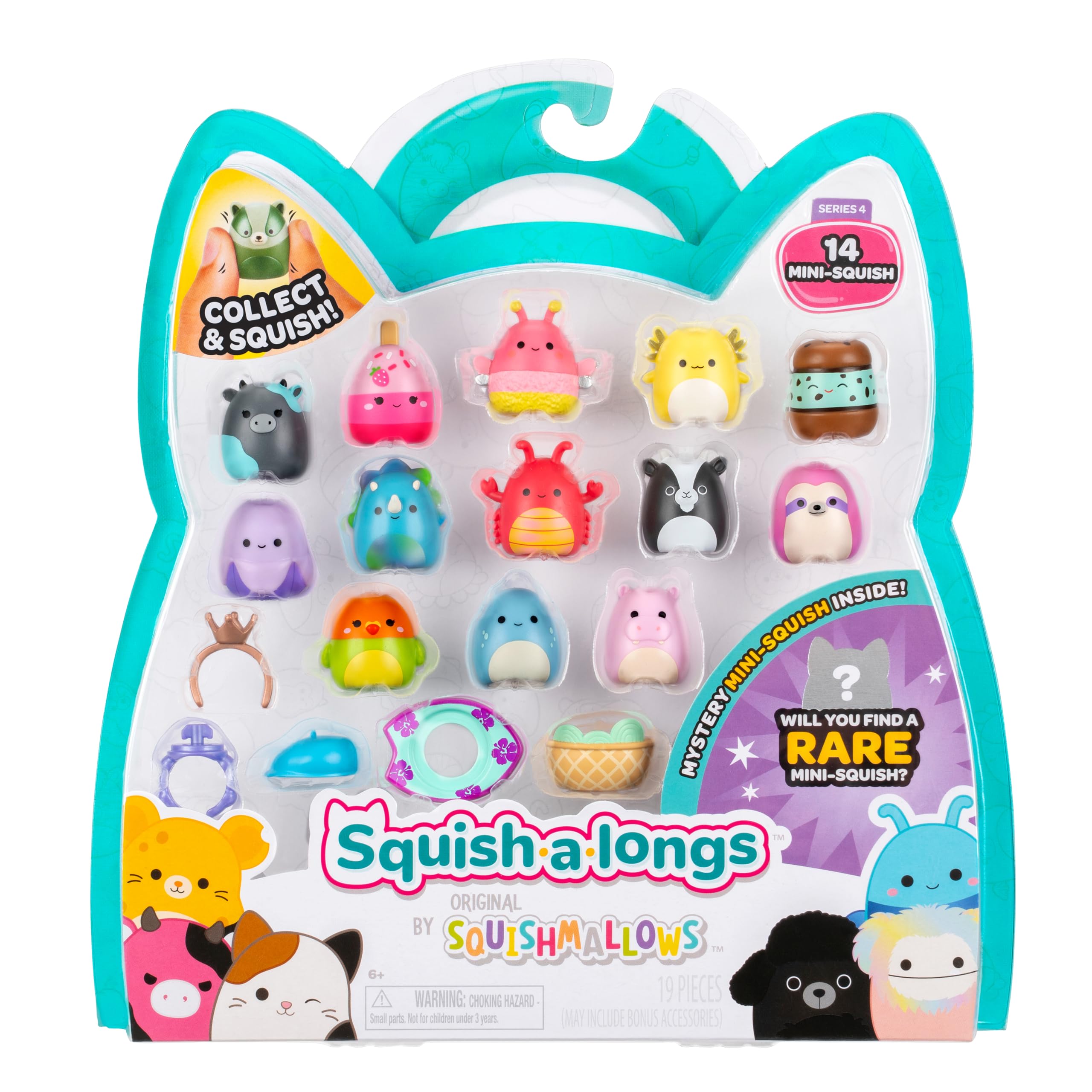 Squish-a-longs Mini-Squish 14-Pack - Collectible Squeeze Toys for Kids 3+