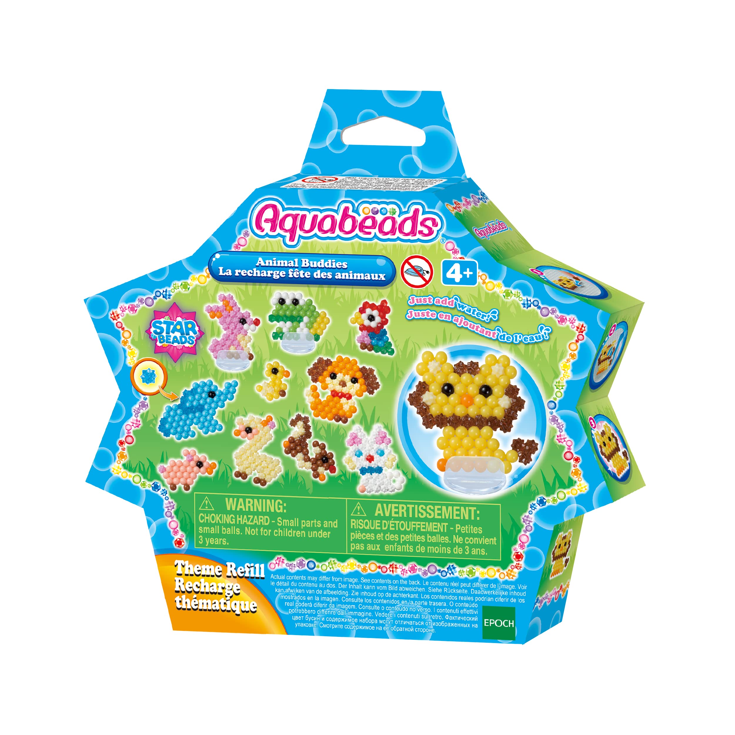 Aquabeads Animal Buddies Refill Kit - 600 Beads in 15 Colors, Includes Stands | Ages 4+