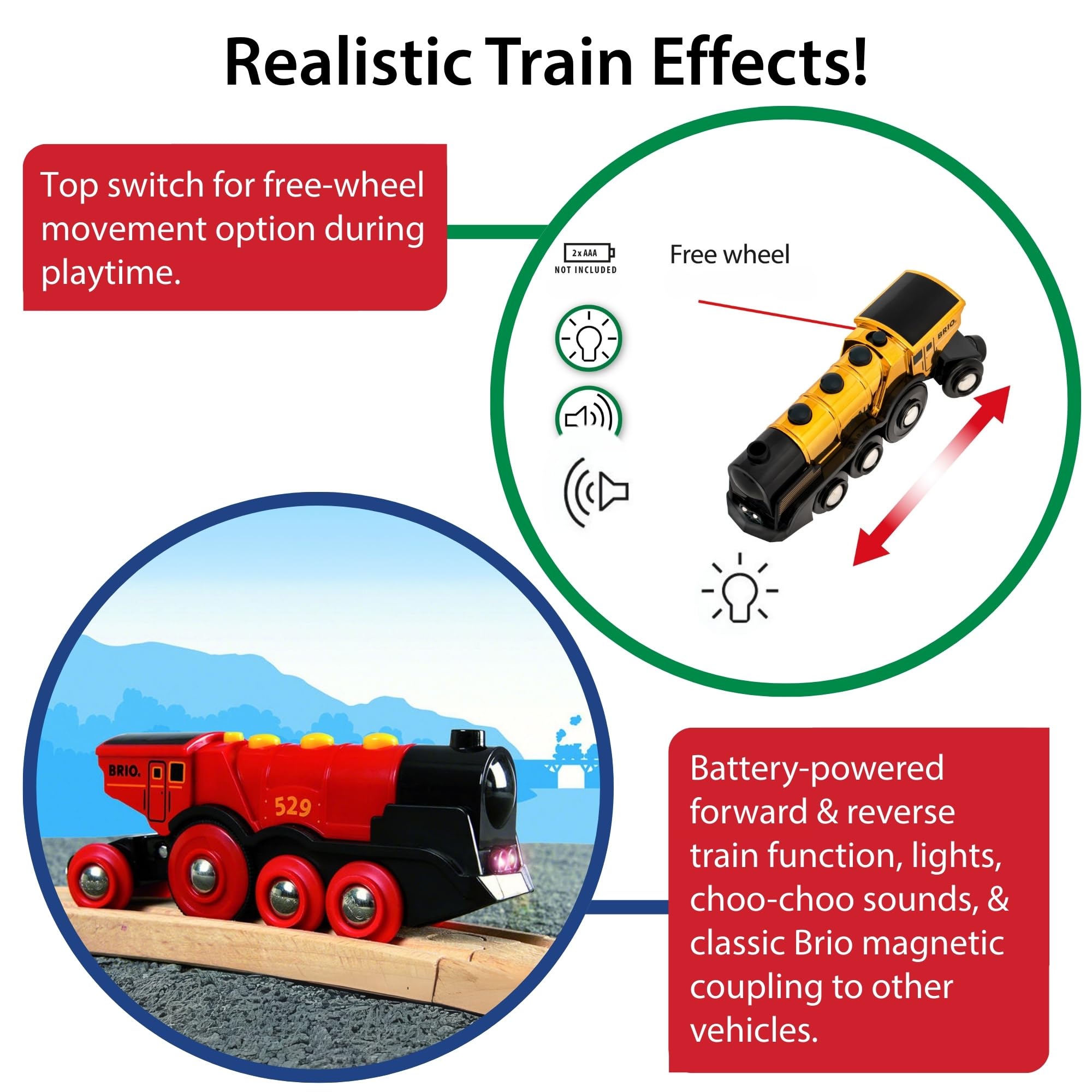 BRIO Mighty Gold Action Locomotive Battery-Powered Wooden Toy Train for Kids - BRIO World Add-On 9