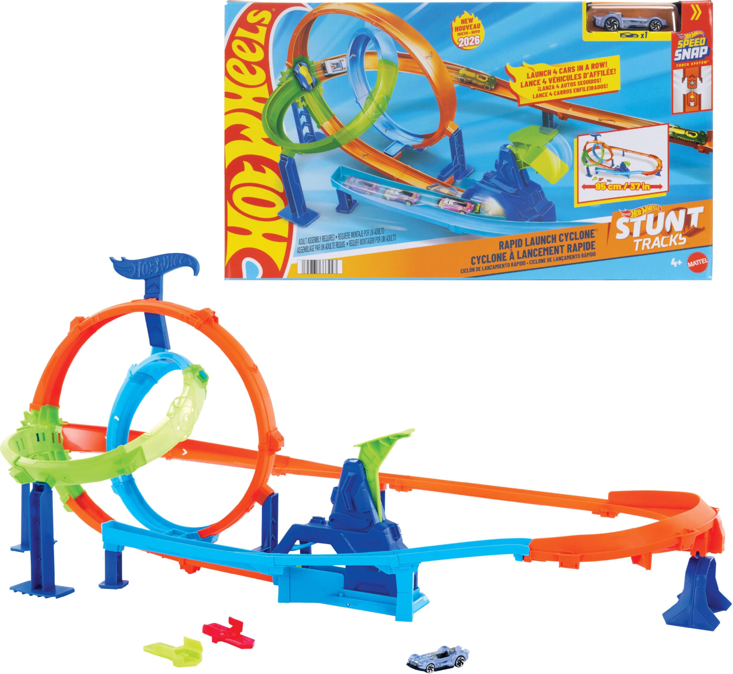 Hot Wheels Stunt Tracks Rapid Launch Cyclone Track Set JHK73 | Multicolor | Ages 4+
