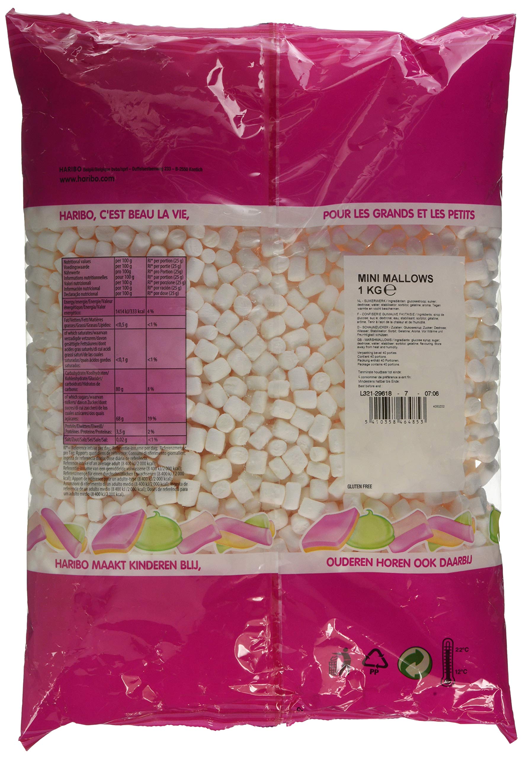 HARIBO Chamallows Mini White Marshmallows - 1kg Bag