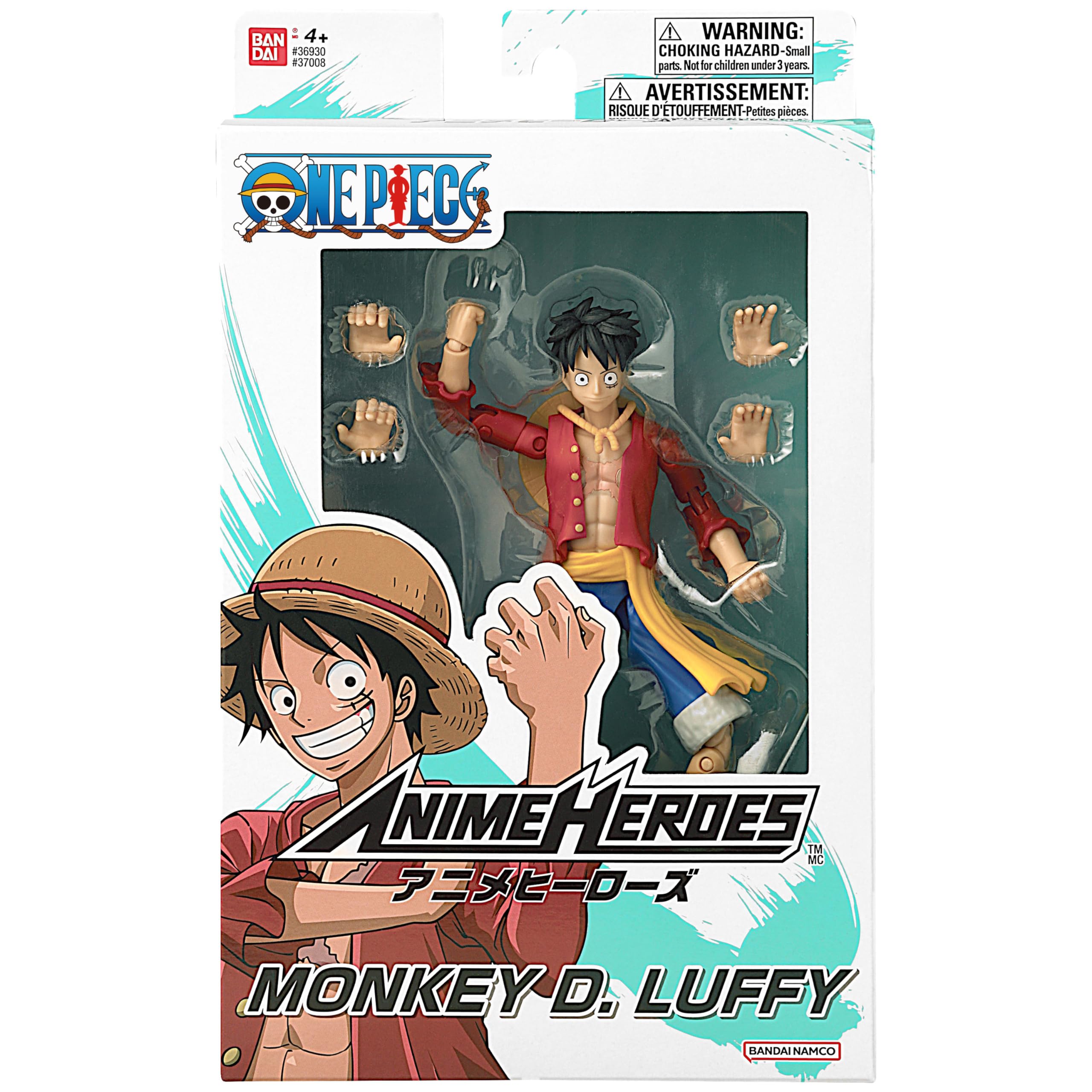 BANDAI One Piece Anime Heroes Monkey D. Luffy Action Figure - 17cm Articulated Pirate Toy with Swappable Hands 9