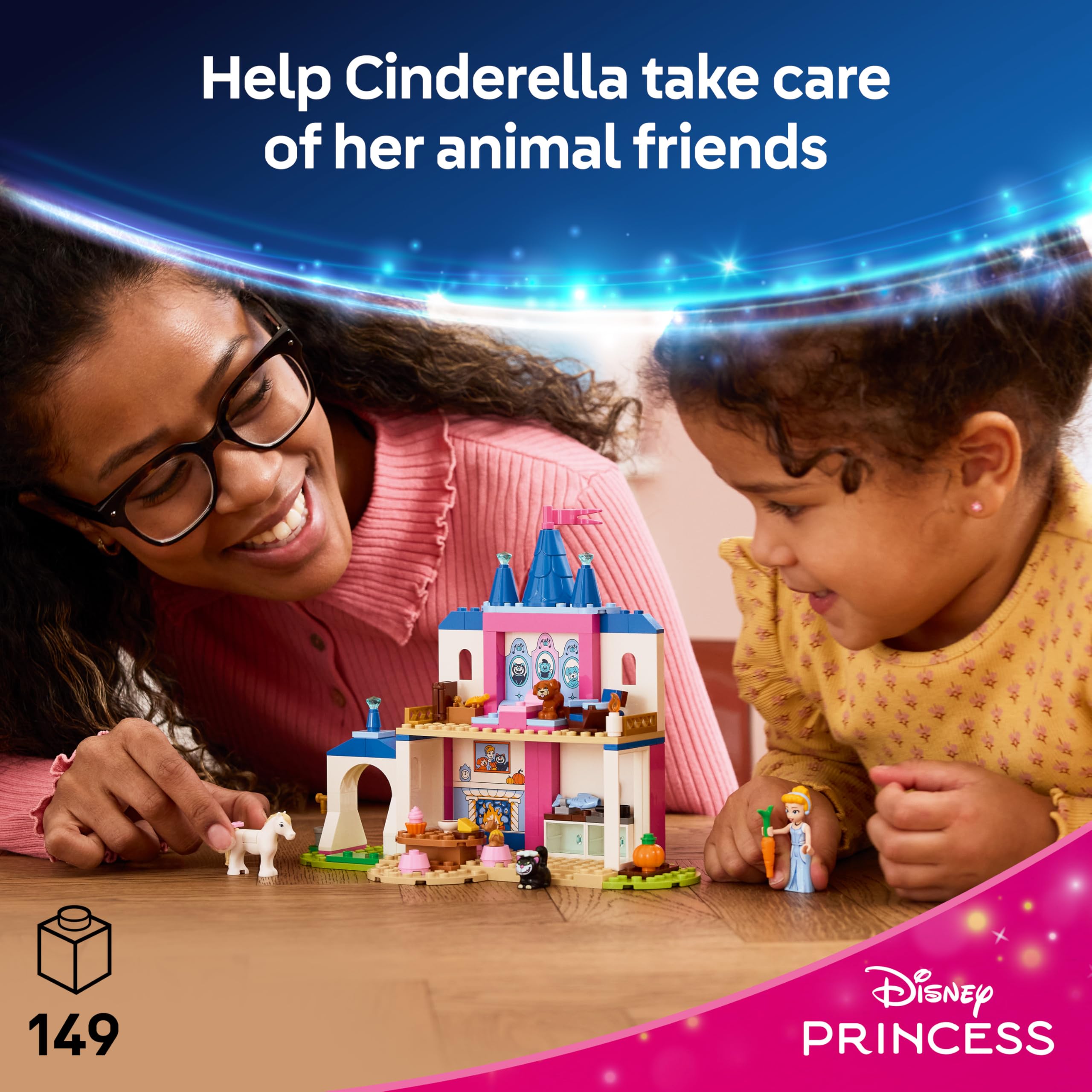 LEGO Disney Princess Cinderella Animal Friends Castle Toy Set 43283 for Ages 4+ | Starter Brick Building Set