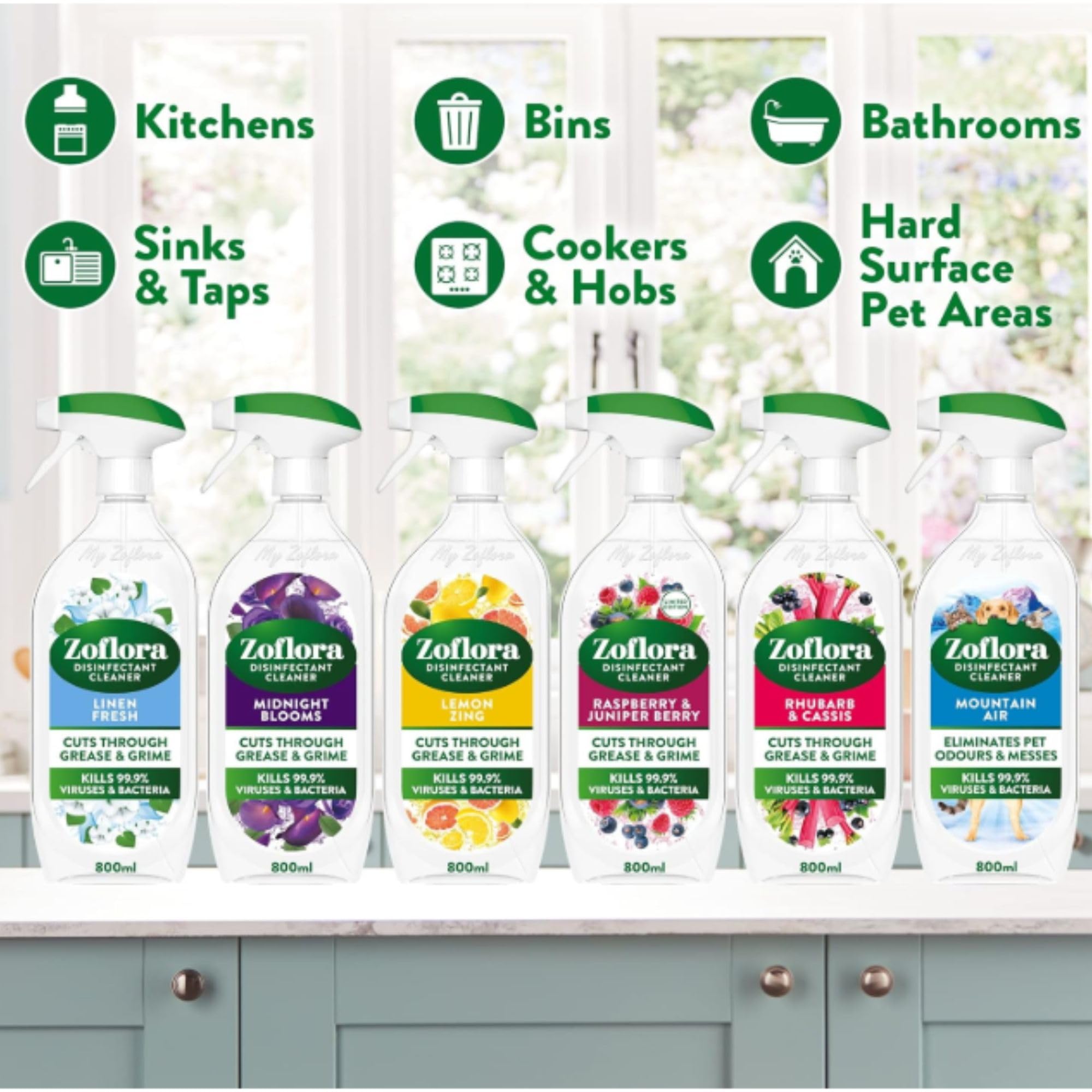 Zoflora Lemon Zing Multipurpose Disinfectant Spray, 800ml Antibacterial Multi-Surface Cleaner 6