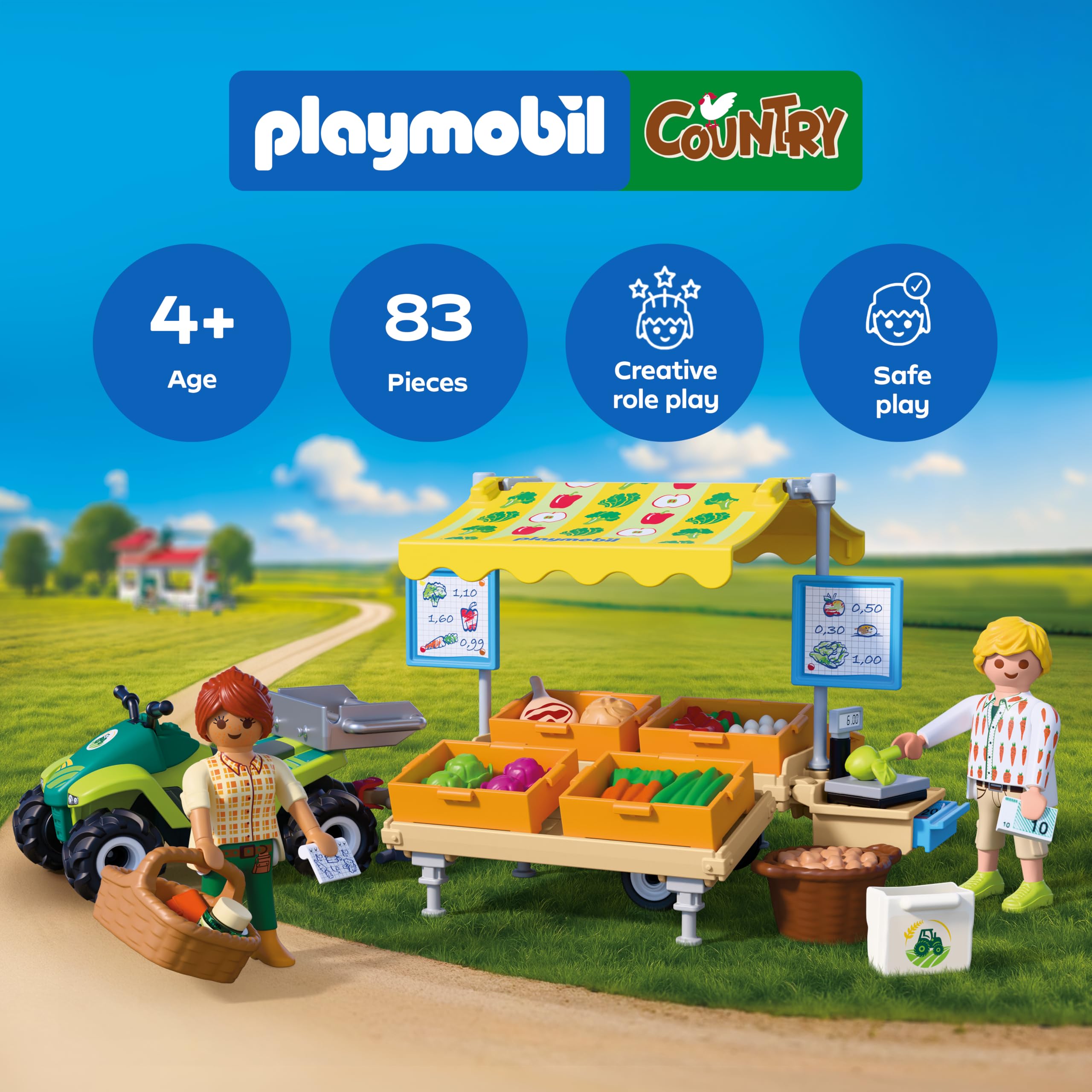 Playmobil Country Farm Stand Mobile Market Stand with Quad Playset (Ages 4+) 2