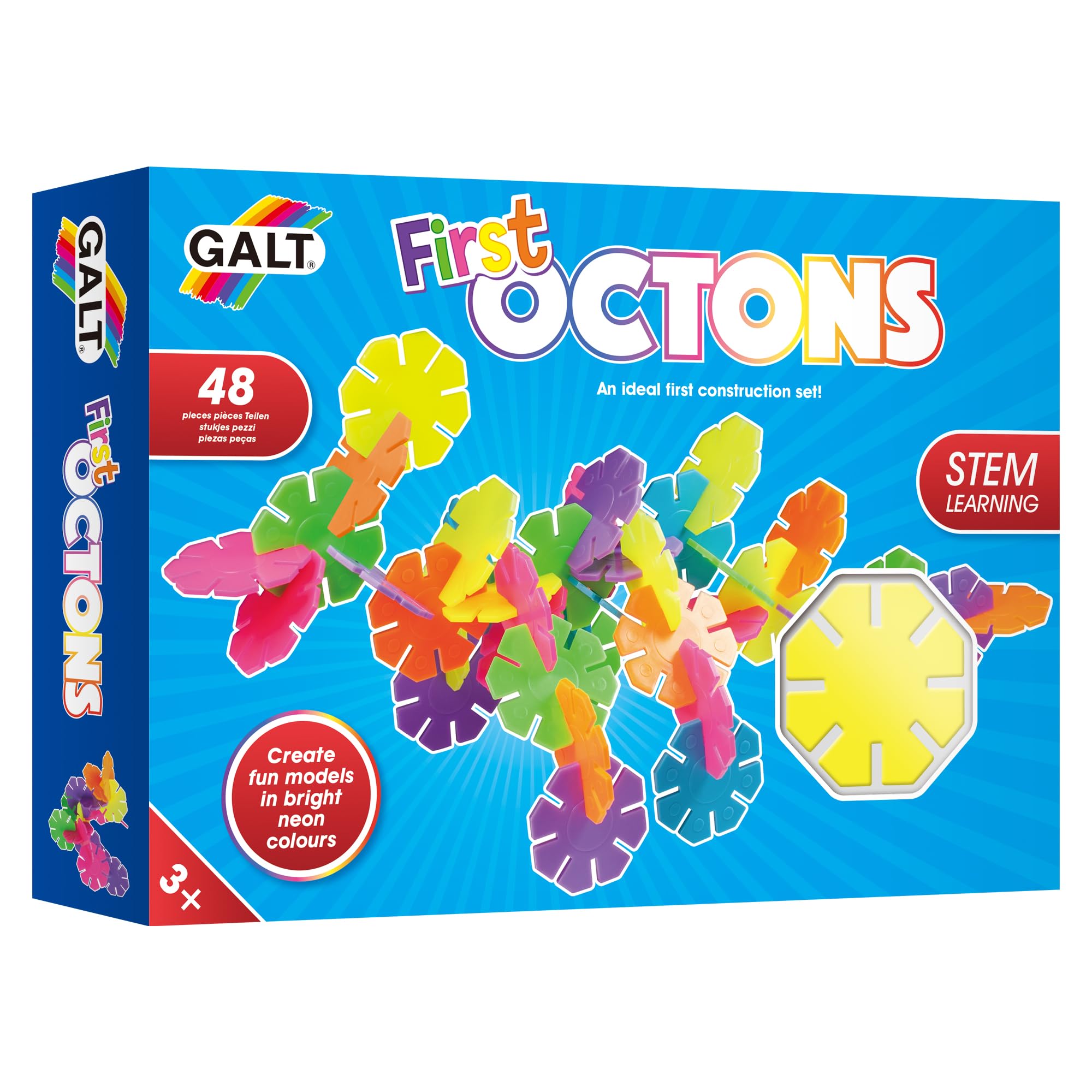 Galt Toys First Octons Construction Set | 48 Fluorescent Pieces | Ages 3-10