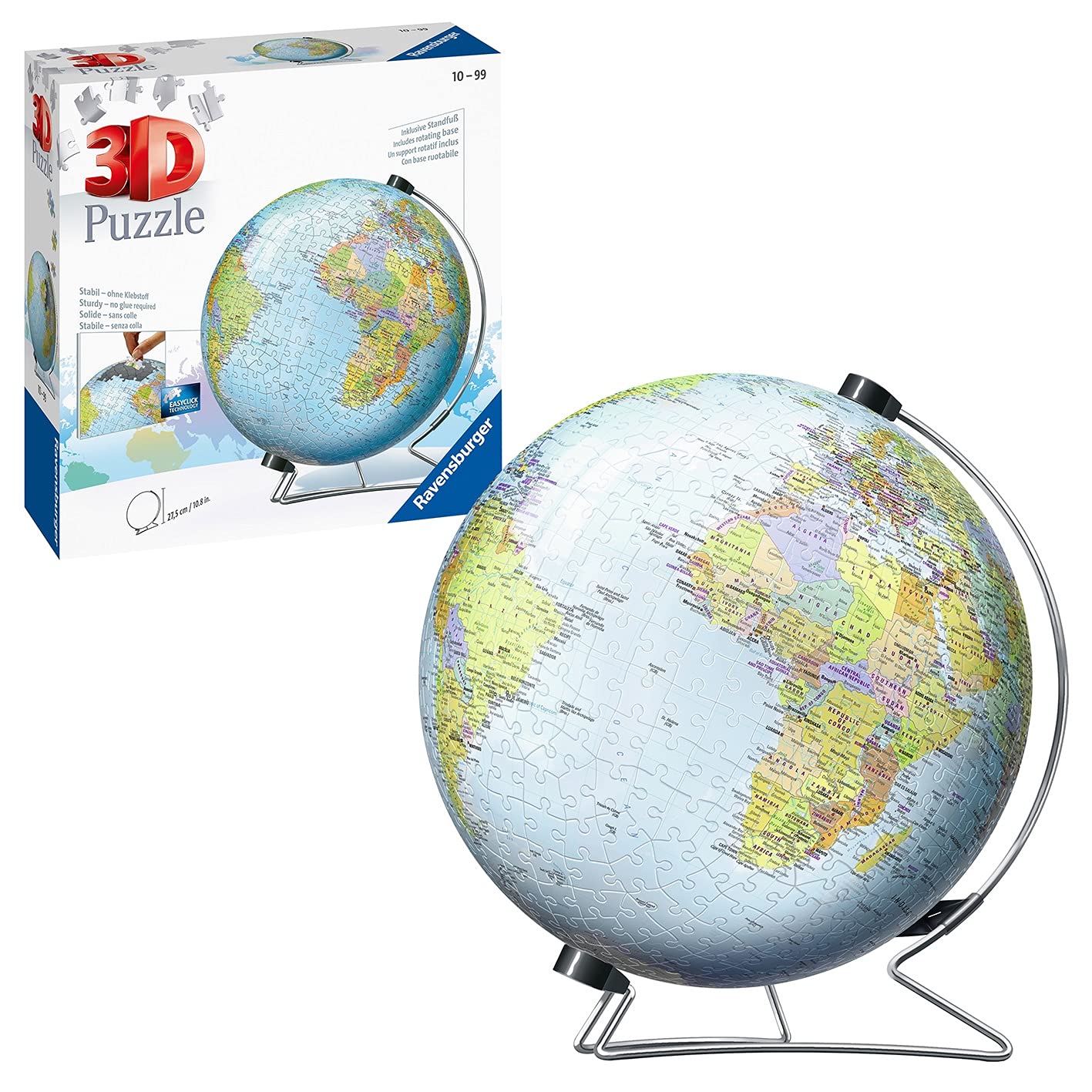 Ravensburger World Globe on V-Stand 3D Jigsaw Puzzle - 540 Pieces