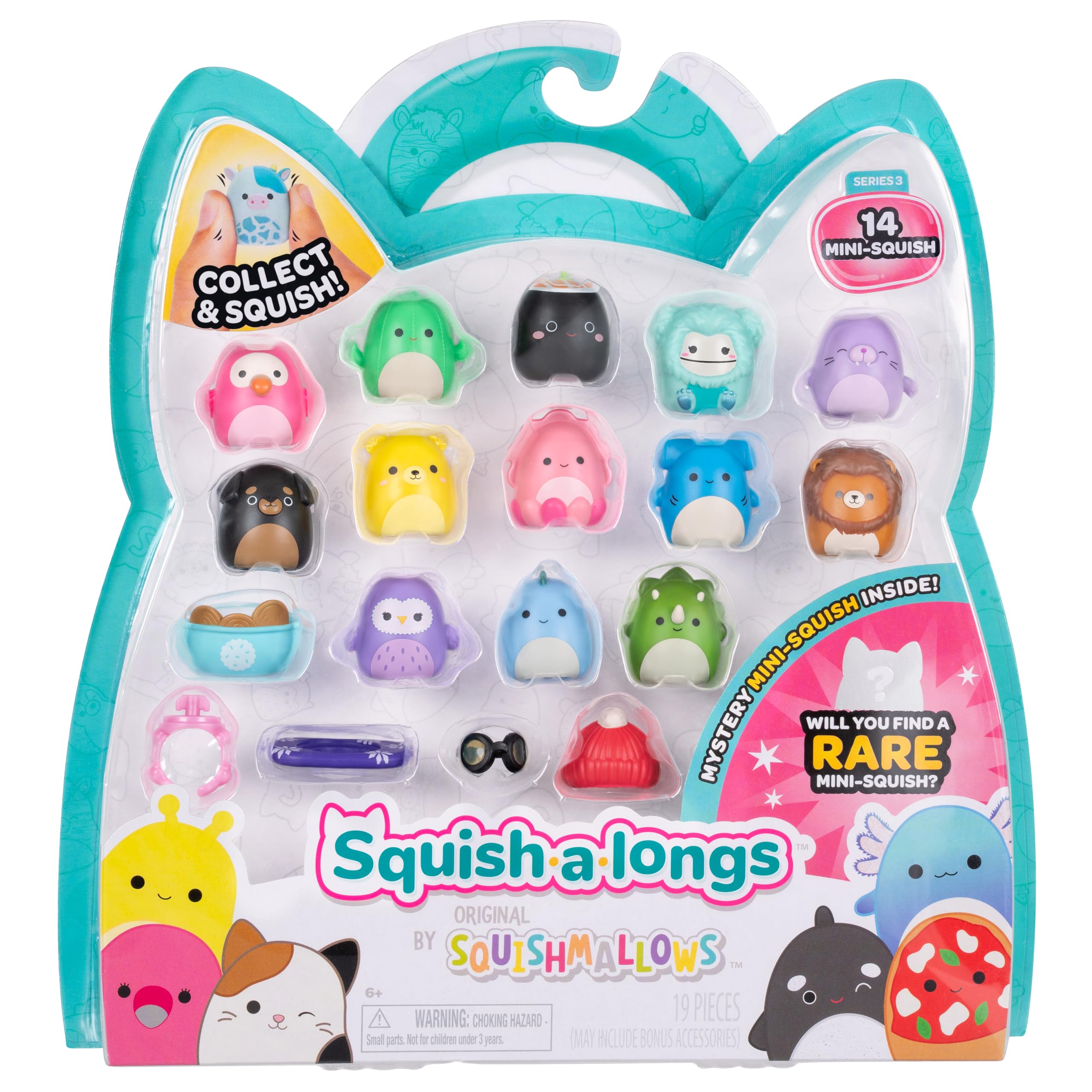 Squish-a-longs Mini-Squish 14-Pack - Sushi, Dodo Bird, Cuttlefish & Mystery Collectible