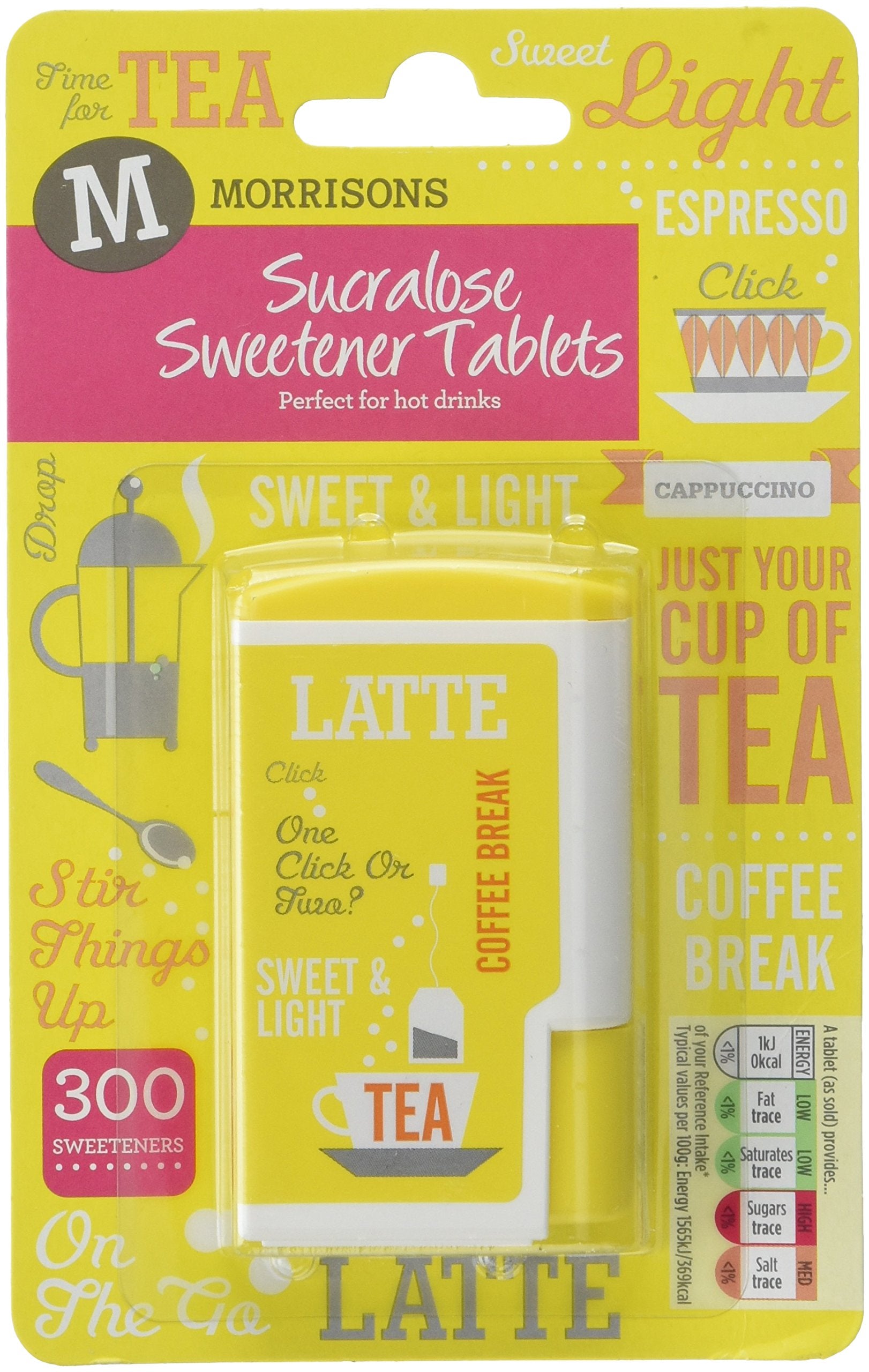 Morrisons Sucralose Sweetener with Stevia Extract, 300 Tablets (Pack of 12)