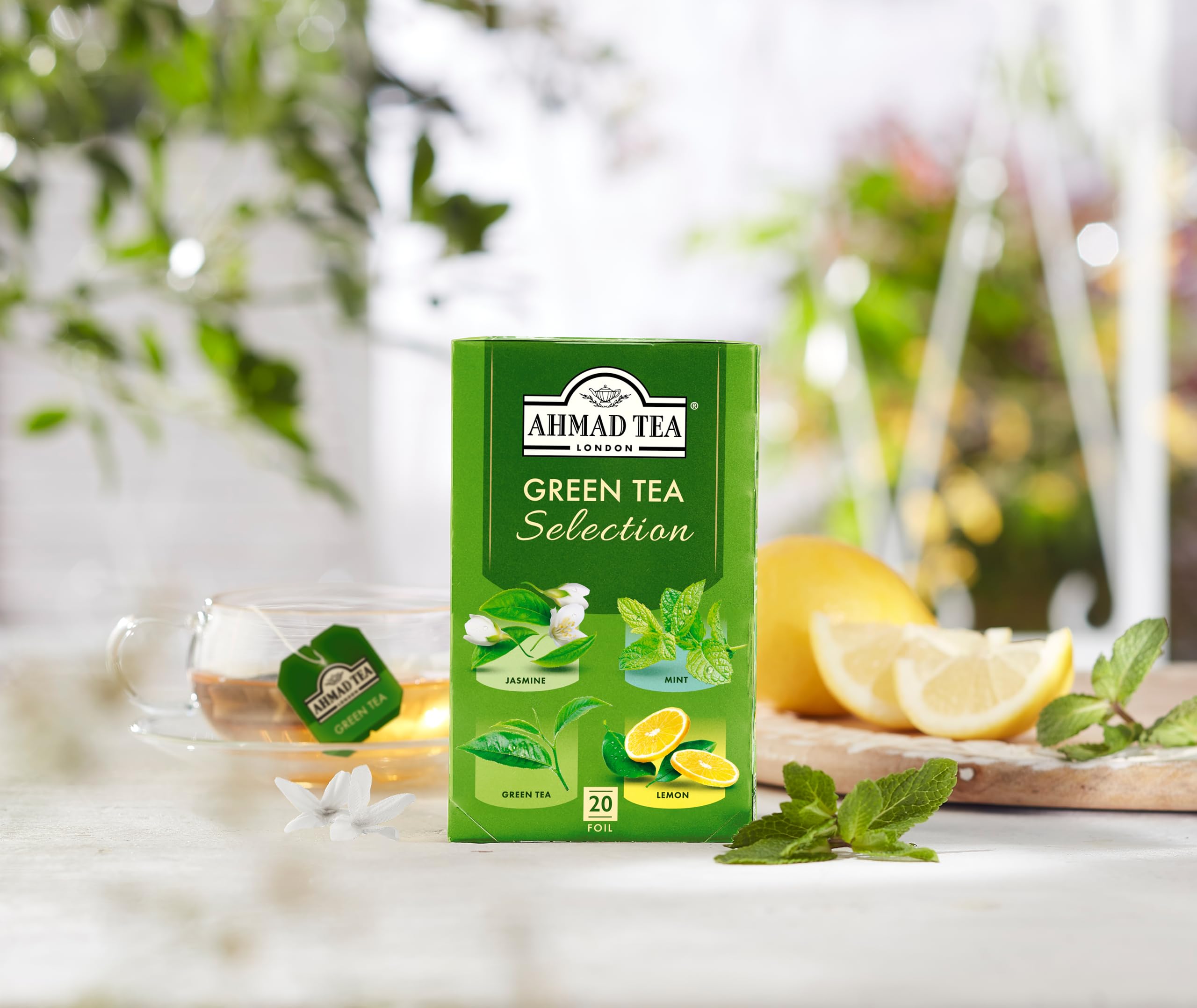 Ahmad Tea Grüntee-Auswahlpaket – 20 Teebeutel mit den Sorten Jasmin, Minze und Zitrone 4