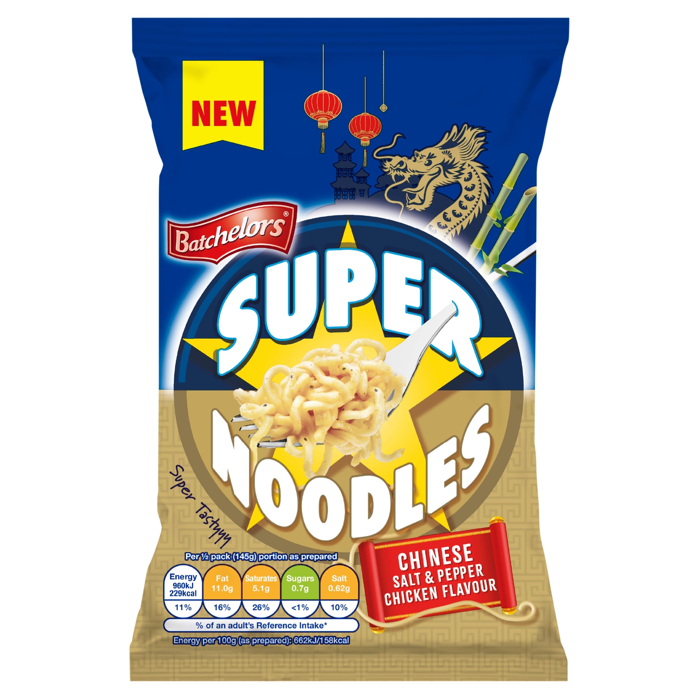 Batchelors Super Noodles Chinese Salt & Pepper Chicken Flavour Instant Snack 6