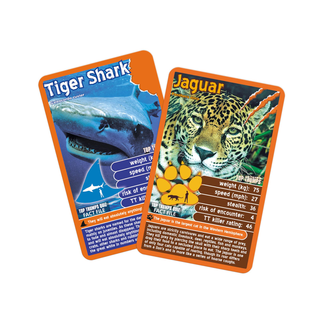 Top Trumps Deadliest Predators Card Game - Educational Wildlife Battle Game with Great White Shark, Komodo Dragon & King Cobra