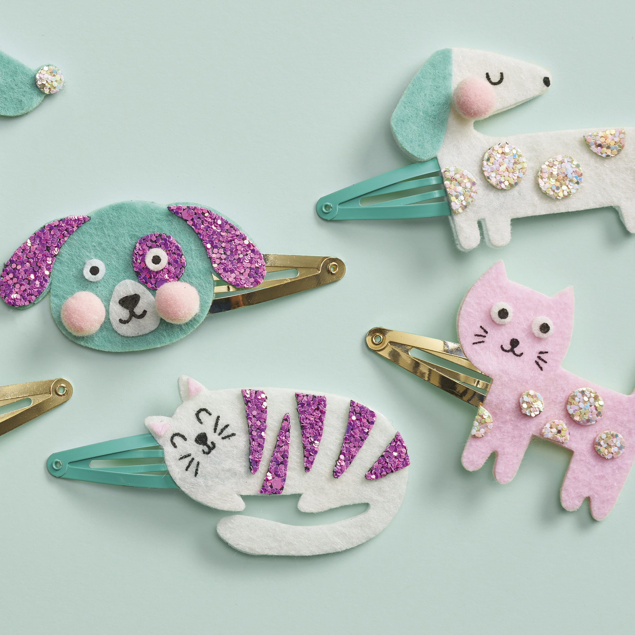 Janod J09181 - Set of 6 DIY Hair Clips Craft Kit - Cat & Dog Designs - Ages 5-10 6