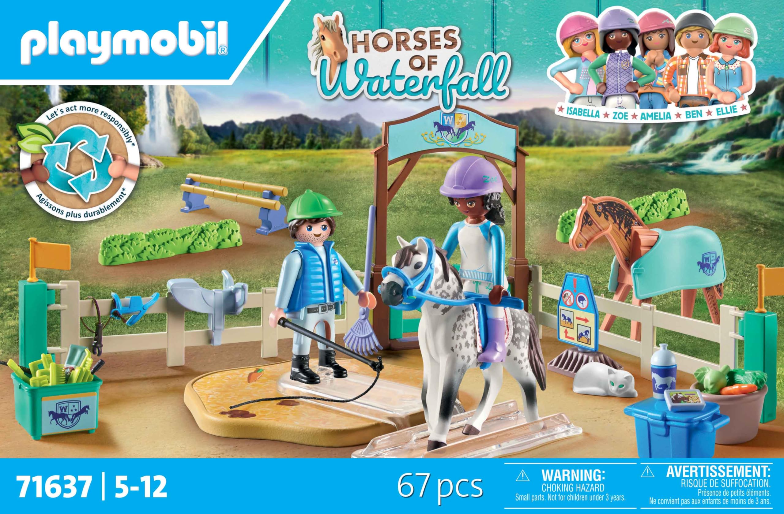 Playmobil 71637 Horses of Waterfall: Modern Riding School Playset for Kids 5+ 10