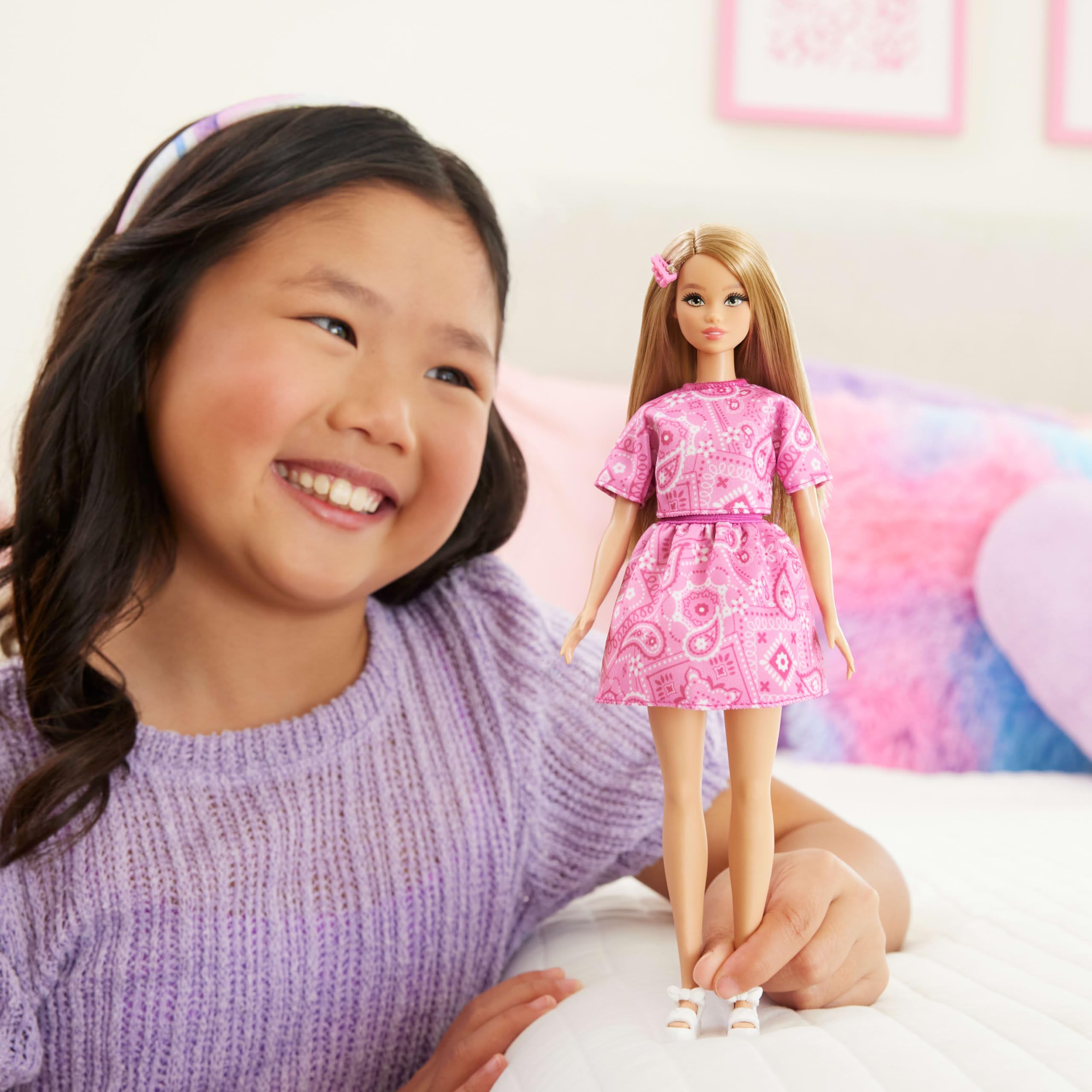 Barbie Fashionistas Doll #249 with Blonde Hair, Pink Paisley Outfit | Ages 3+
