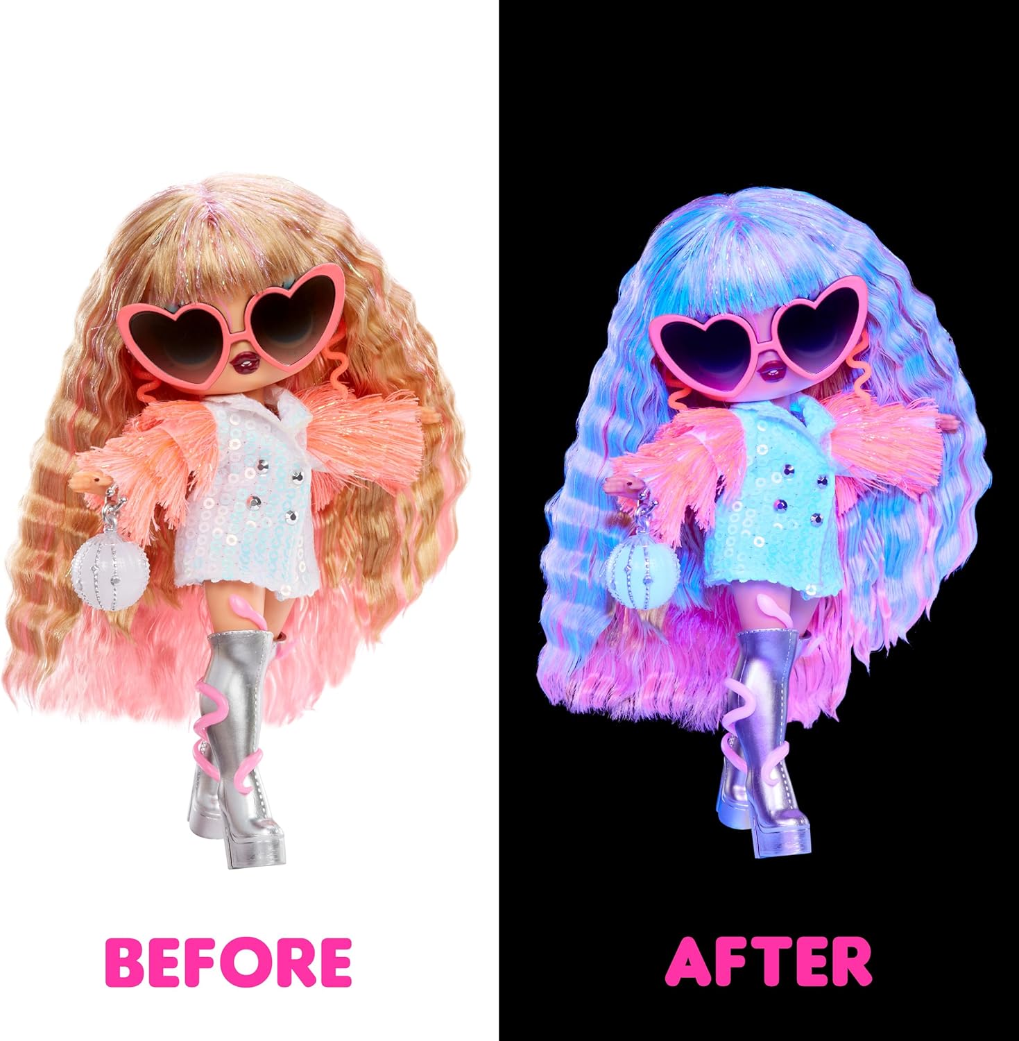 L.O.L. Surprise! Thea Stars Neon Pop Stars Fashion Doll with UV Flashlight and Accessories 4