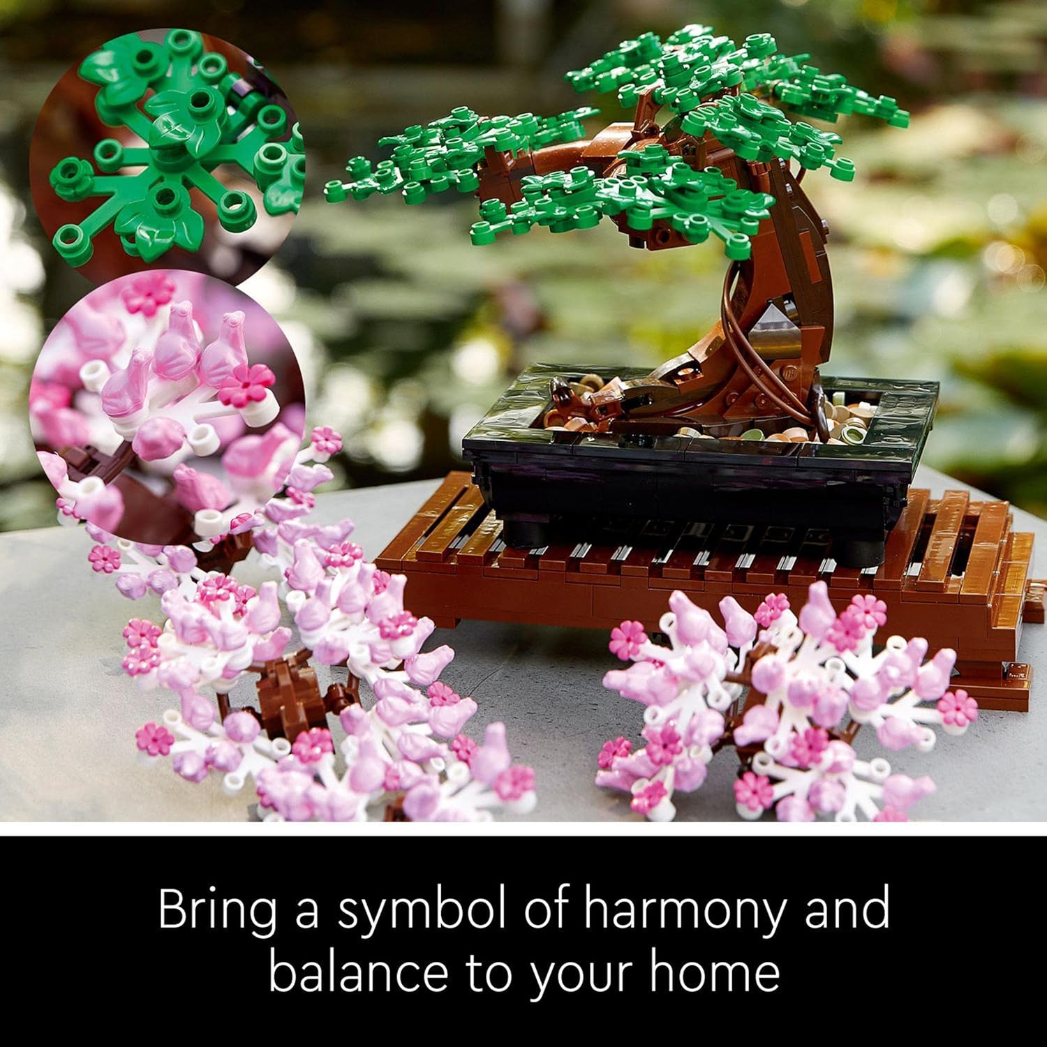 LEGO 10281 Icons Bonsai Tree Building Set - Cherry Blossom & Green Leaves for Adults