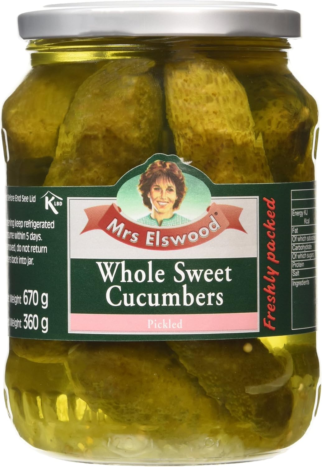 Elswood Whole Sweet Cucumbers 670g Jar