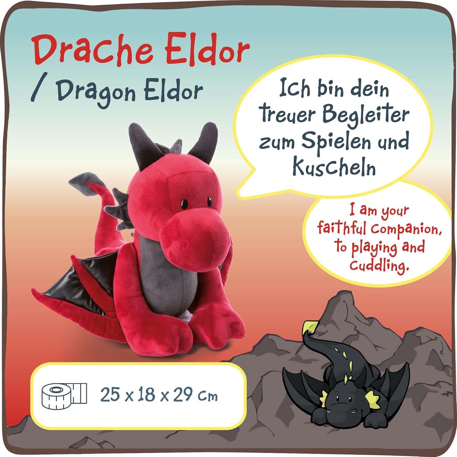 Nici Red Dragon Eldor 30 cm Standing Plush Stuffed Animal - Soft Cuddly Toy 7