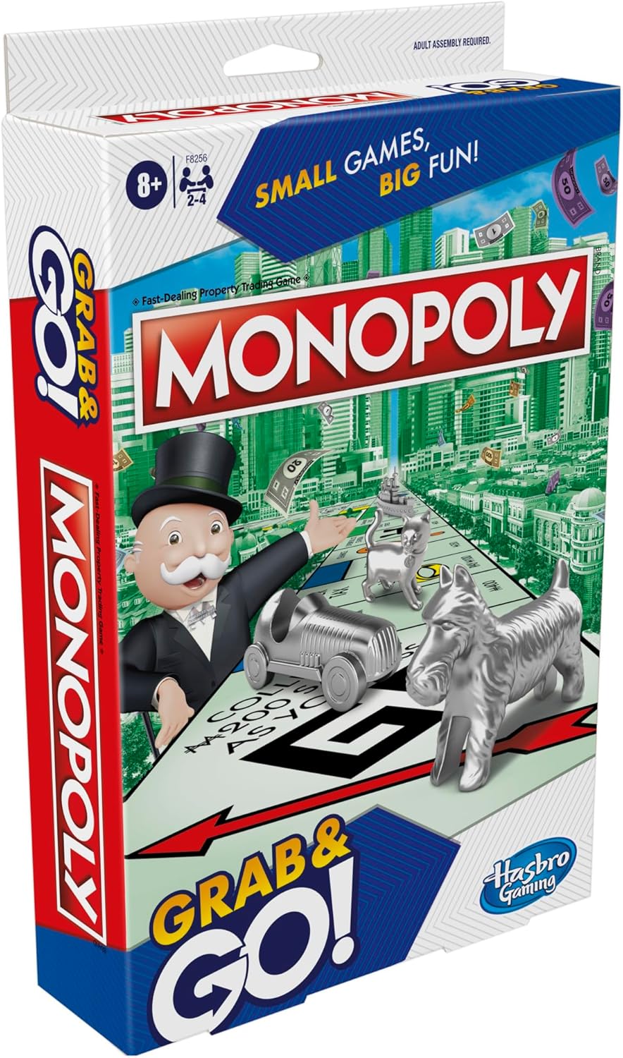Monopoly Grab and Go Game - Portable Travel Board Game for 2-4 Players 6