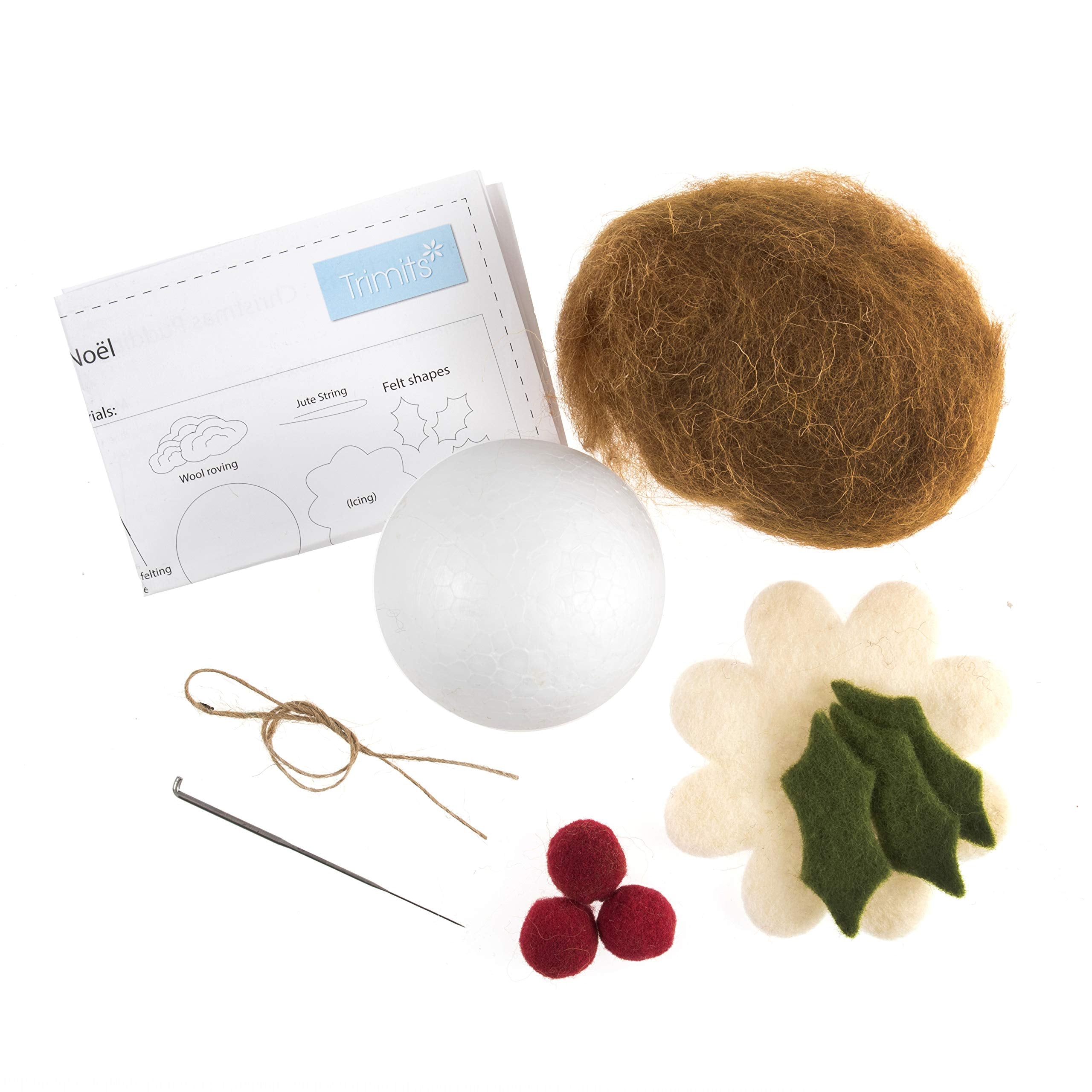 Trimits Christmas Pudding Needle Felting Craft Kit - Beginner-Friendly DIY Ornament Set 5