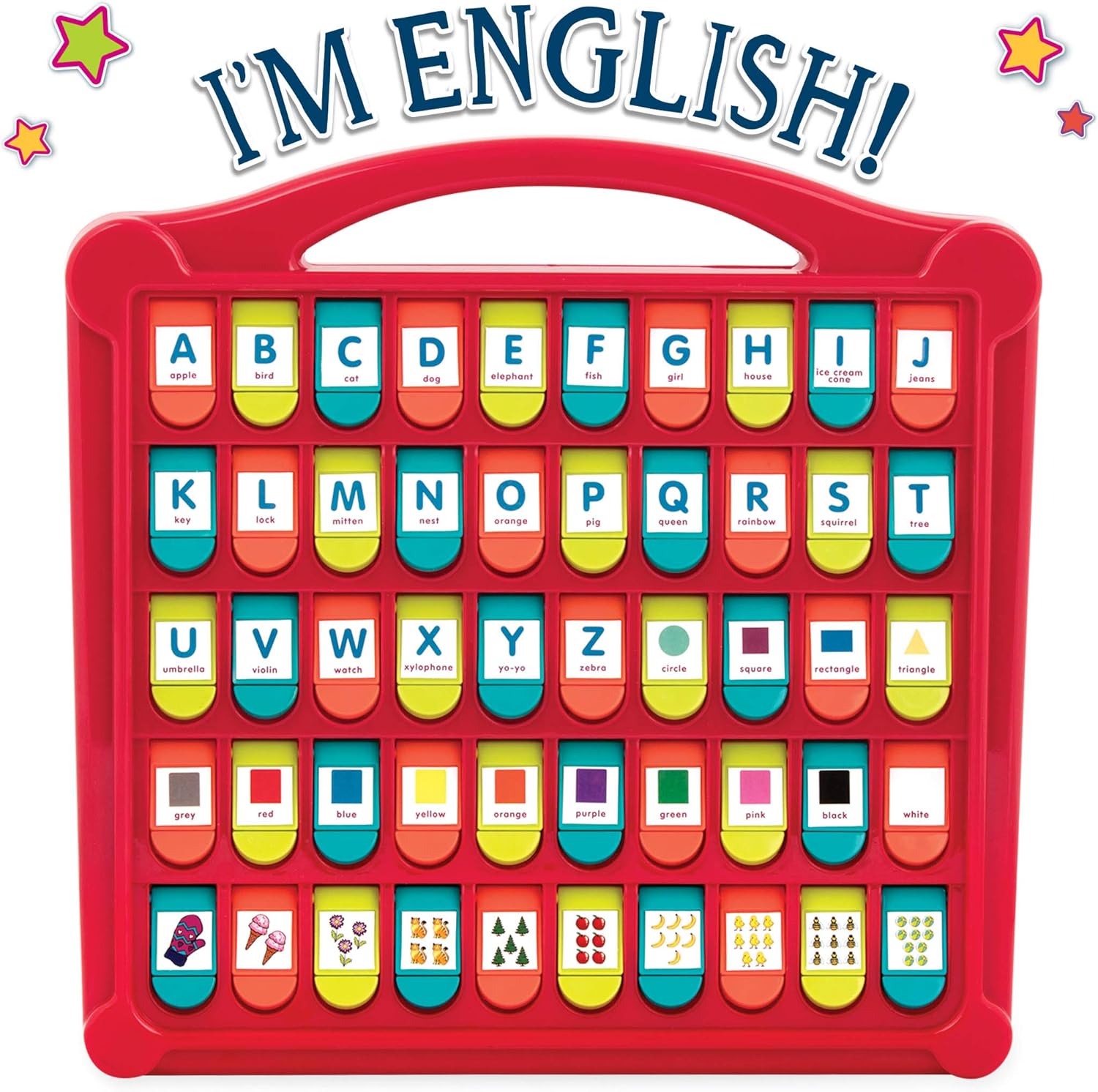 Battat Hide & Seek Alphabet - 50 Pop-Up Learning Toy for Letters, Numbers, Shapes & Colors