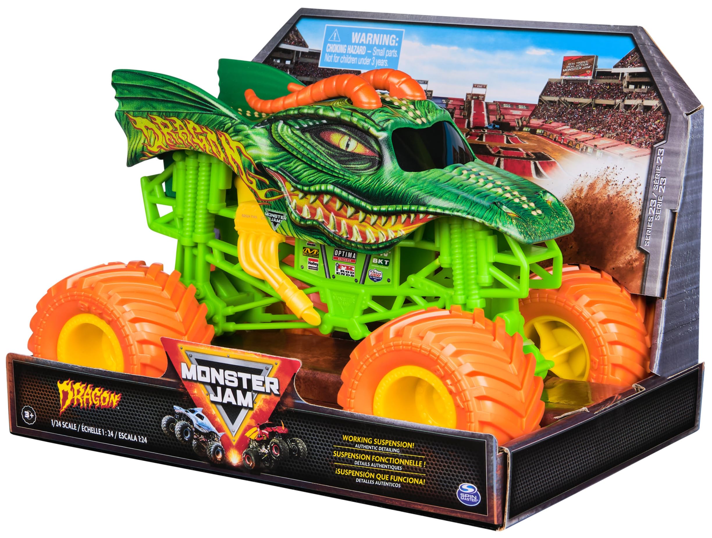 Monster Jam Official Dragon Monster Truck Die-Cast Vehicle | 1:24 Scale | Working Suspension 7
