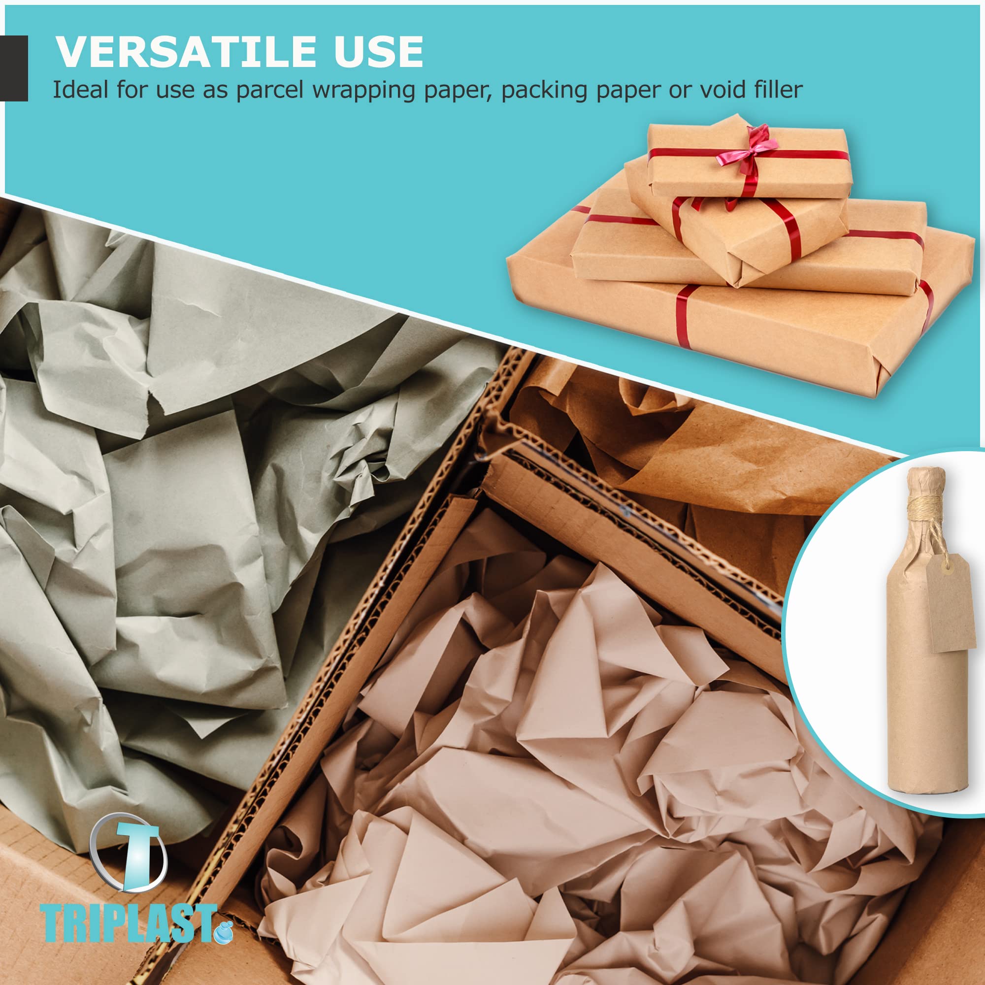 Triplast Brown ECO Kraft Paper Roll - 600mm x 20m | 90 gsm Durable & Recyclable 5