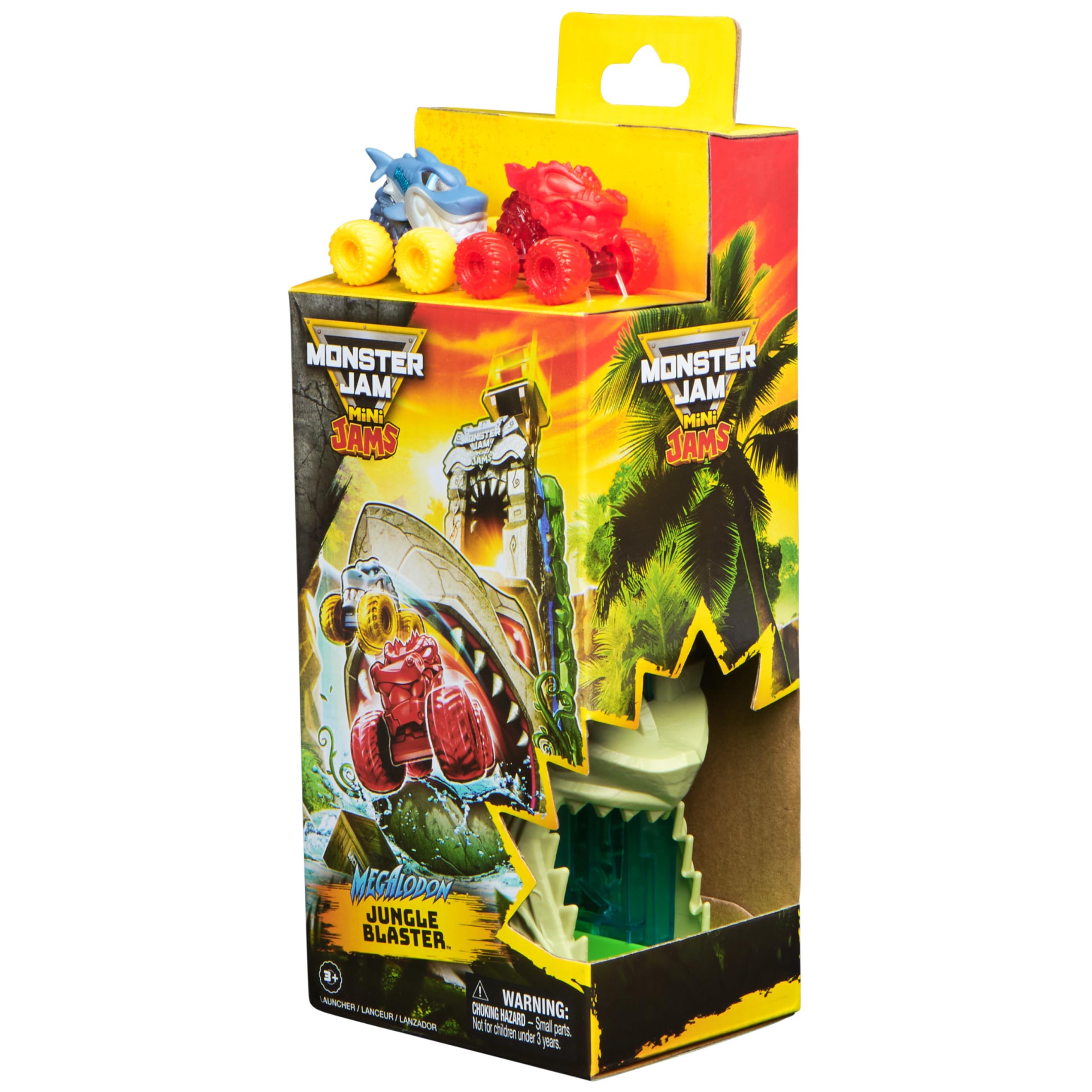 Monster Jam Mini Jams Megalodon Jungle Blaster Launcher Playset - 17.7 cm Rapid Fire Action with 2 Exclusive Trucks 7