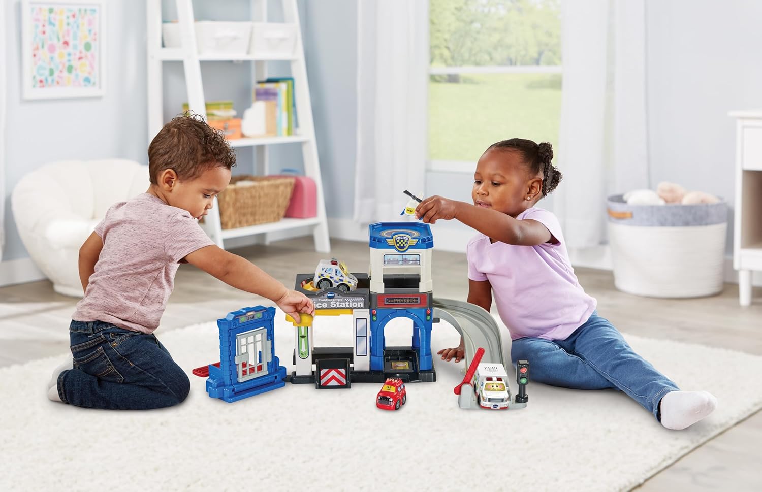 VTech Toot-Toot Drivers Police Station Playset - Interactive Vehicle Playset with Police Car, Helicopter & Jailbreak Features 3