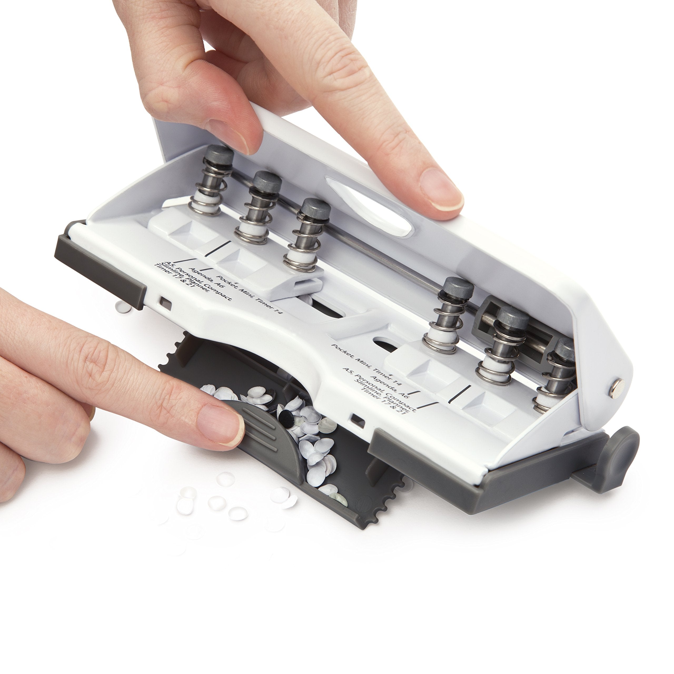 RAPESCO 1321 Adjustable 6-Hole Organiser/Diary Punch - 10 Sheet Capacity | White Metal Chassis 5