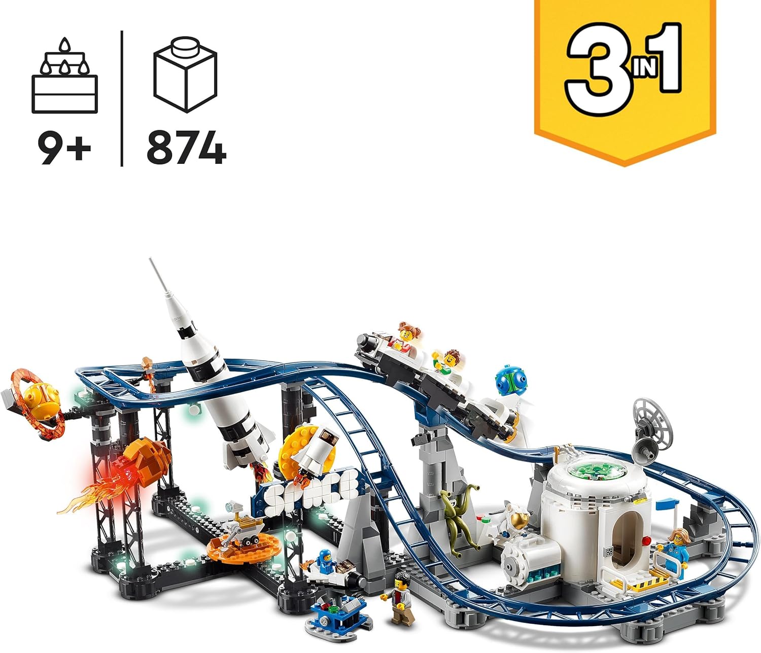 LEGO Creator 3in1 Space Roller Coaster Set - 874-Piece Building Toy for Ages 9+ 5