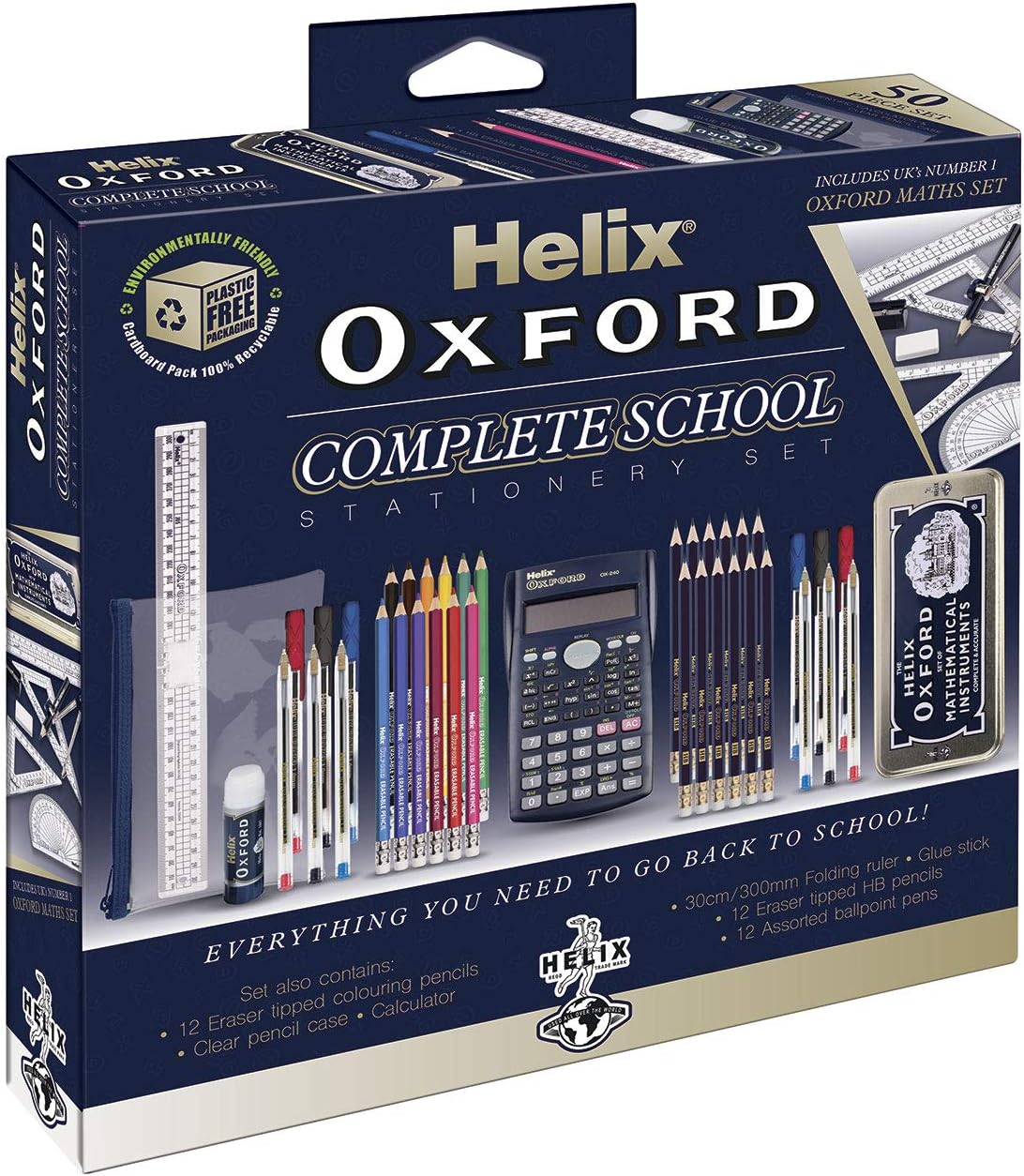 Helix Oxford Complete Back to School Stationery Set, Oxford Blue 14