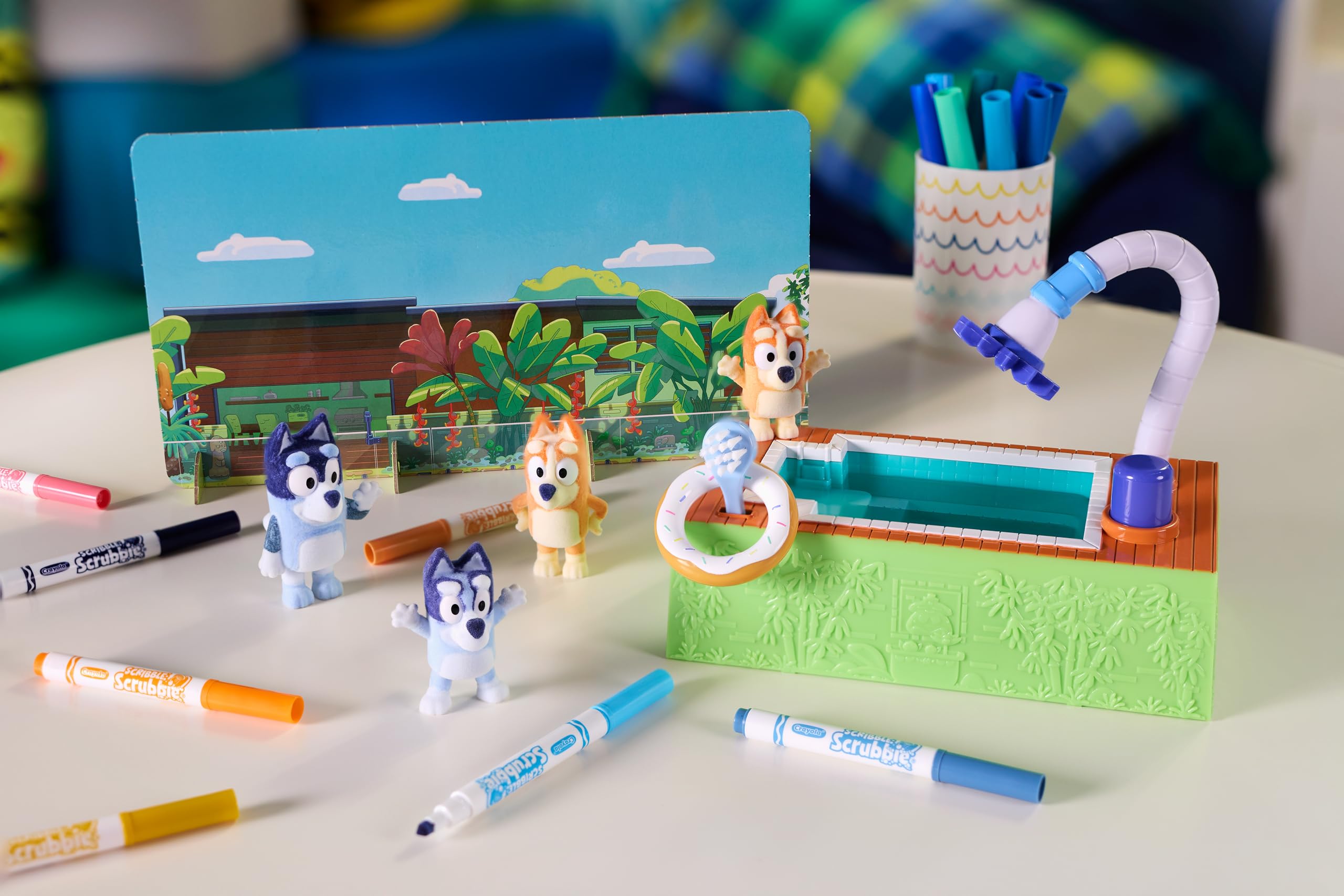 Crayola Scribble Scrubbies Bluey Poolside Playset - 4 Washimals, Includes Bluey Characters, Washable Markers 2