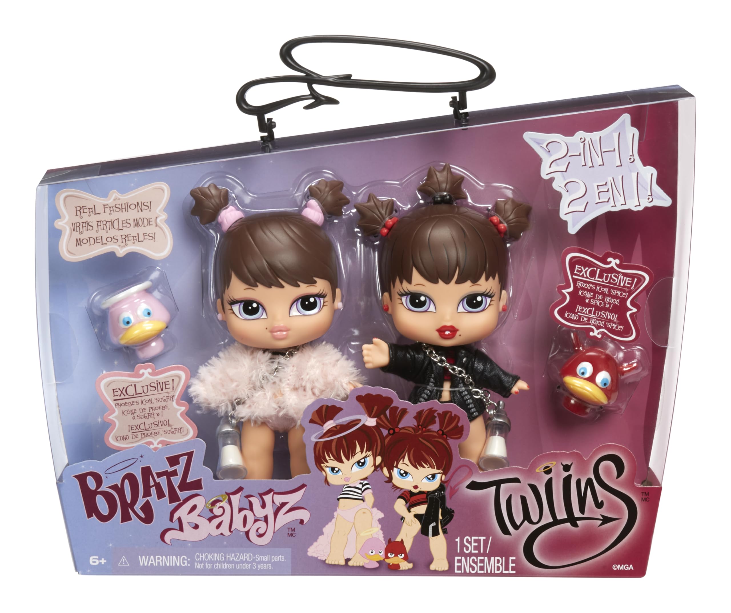 Bratz Babyz Twiins Dolls Phoebe & Roxxi - 2-Pack Collectible Fashion Dolls for Ages 3+