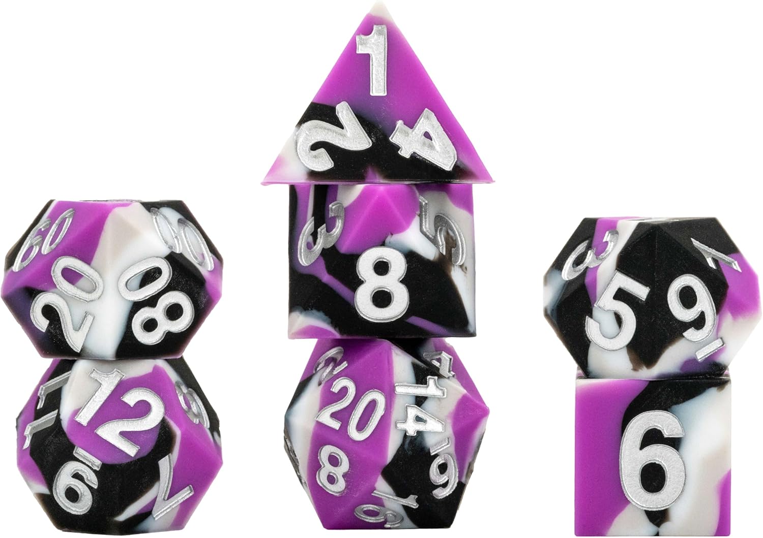 Metallic Dice Games FanRoll Pride Sharp Edge Silicone Rubber Dice Set 16mm