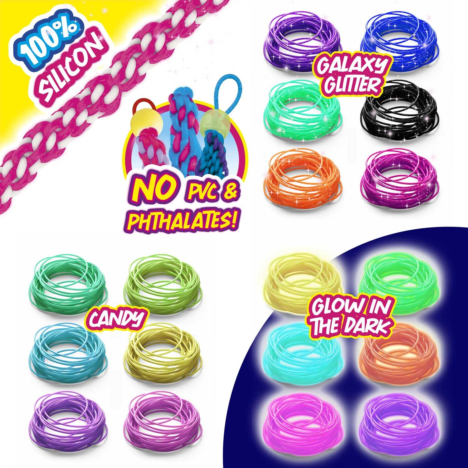 CRAZE Scoubidou Creative Box - 36 Silicone Strings, 30+ Charms & Beads, Ages 8+