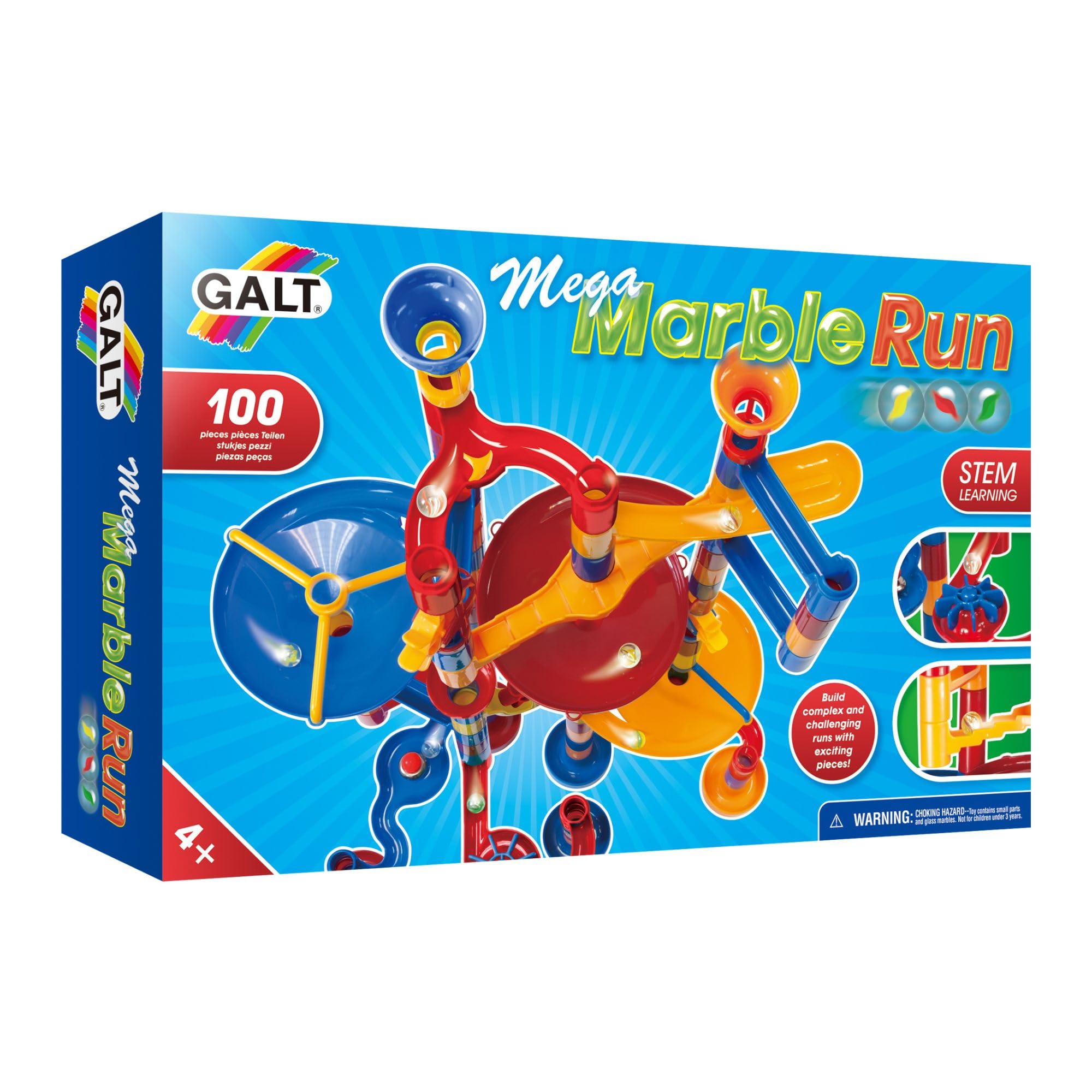 Galt Toys Mega Marble Run Construction Toy | 100 Pieces | Ages 4+
