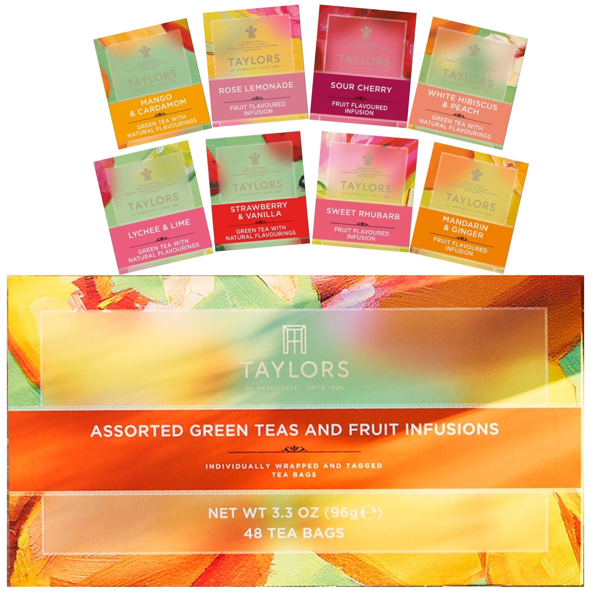 Taylors of Harrogate Assorted Green Teas and Fruit Infusions Selection Gift Box | 48 Count