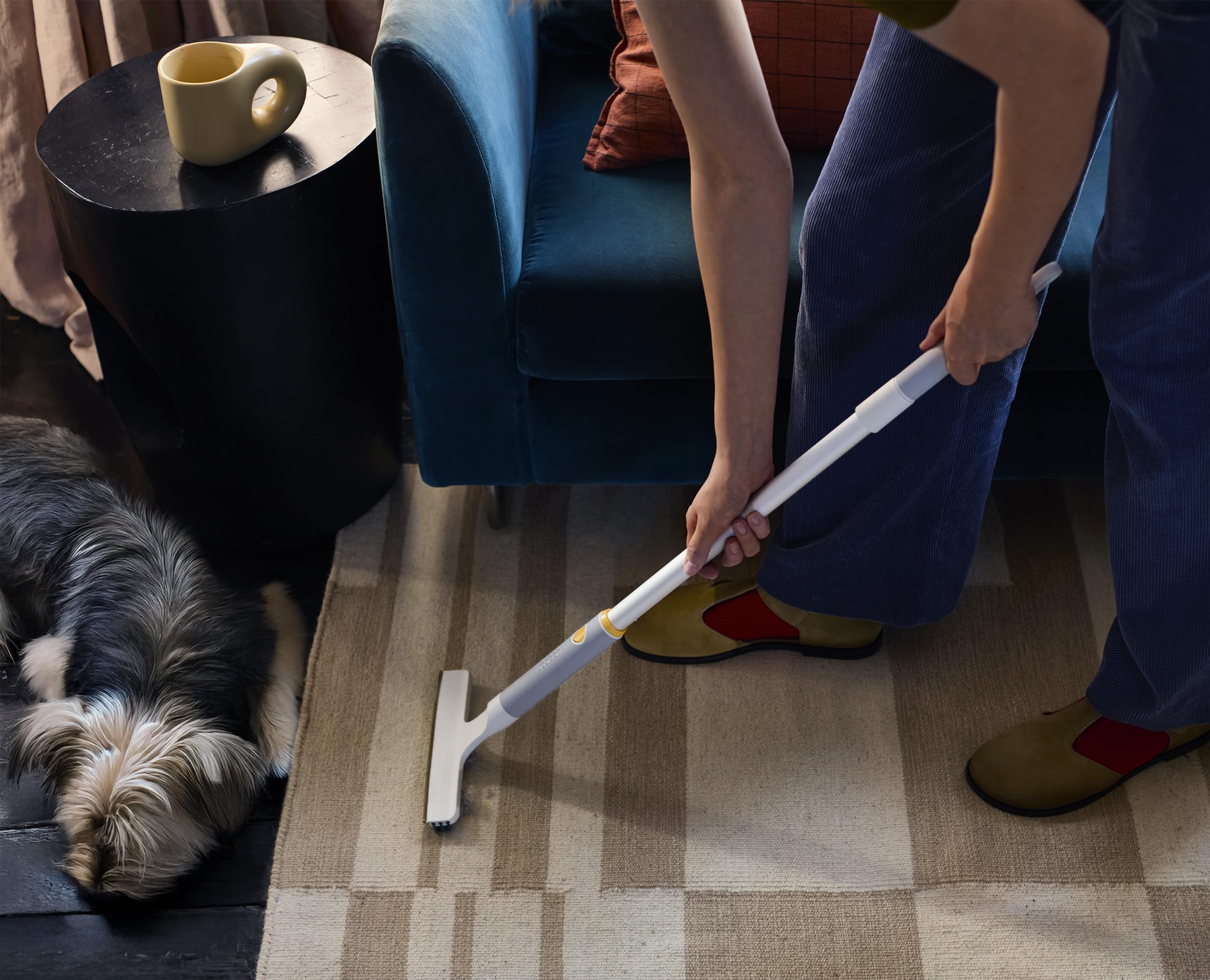 Joseph Joseph CleanTech Carpet Rake - 2-in-1 Manual Tool for Pet Hair & Deep Cleaning | Light Stone 3