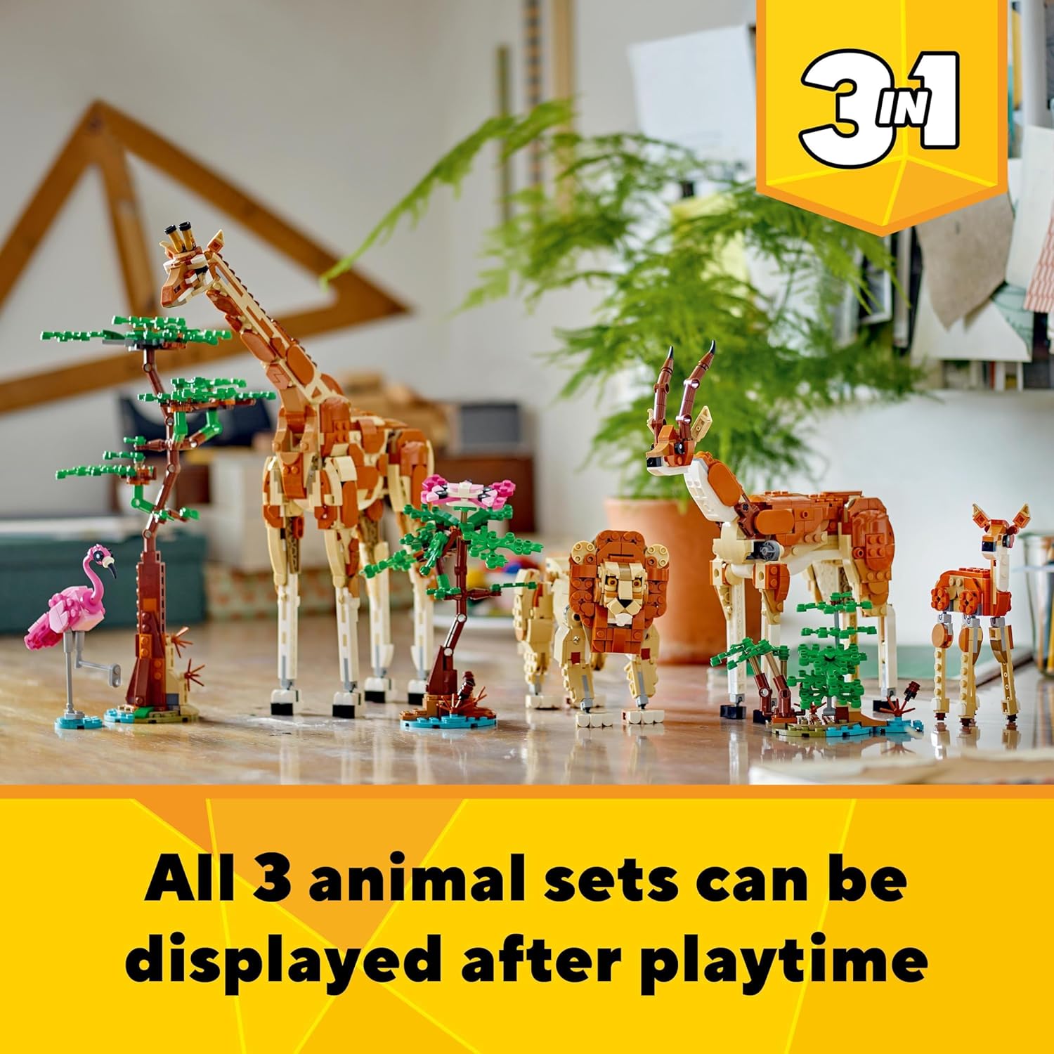 LEGO Creator 3in1 Wild Safari Animals - Buildable Giraffe, Gazelle & Lion Playset for Kids 9+ 6
